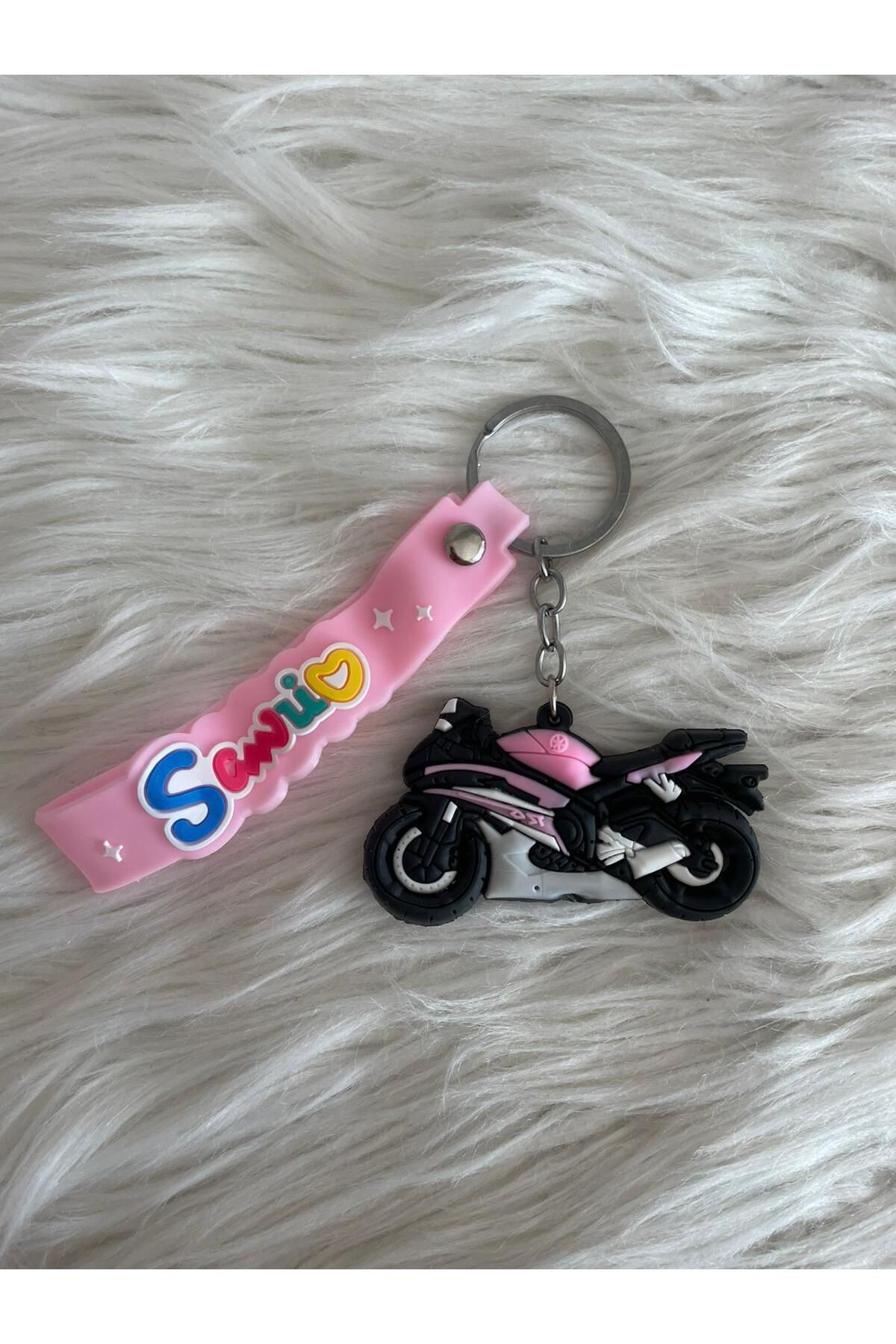 Minik Tutku Pembe Motor, Motosiklet 3D Silikon Anahtarlık