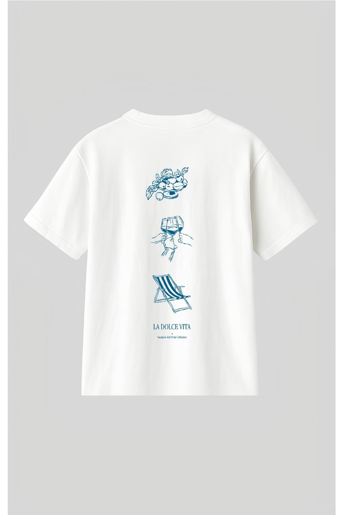 Altair Tr Beyaz Renk Oversize La Dolce Vita Baskılı Unisex Tişört T-shirt