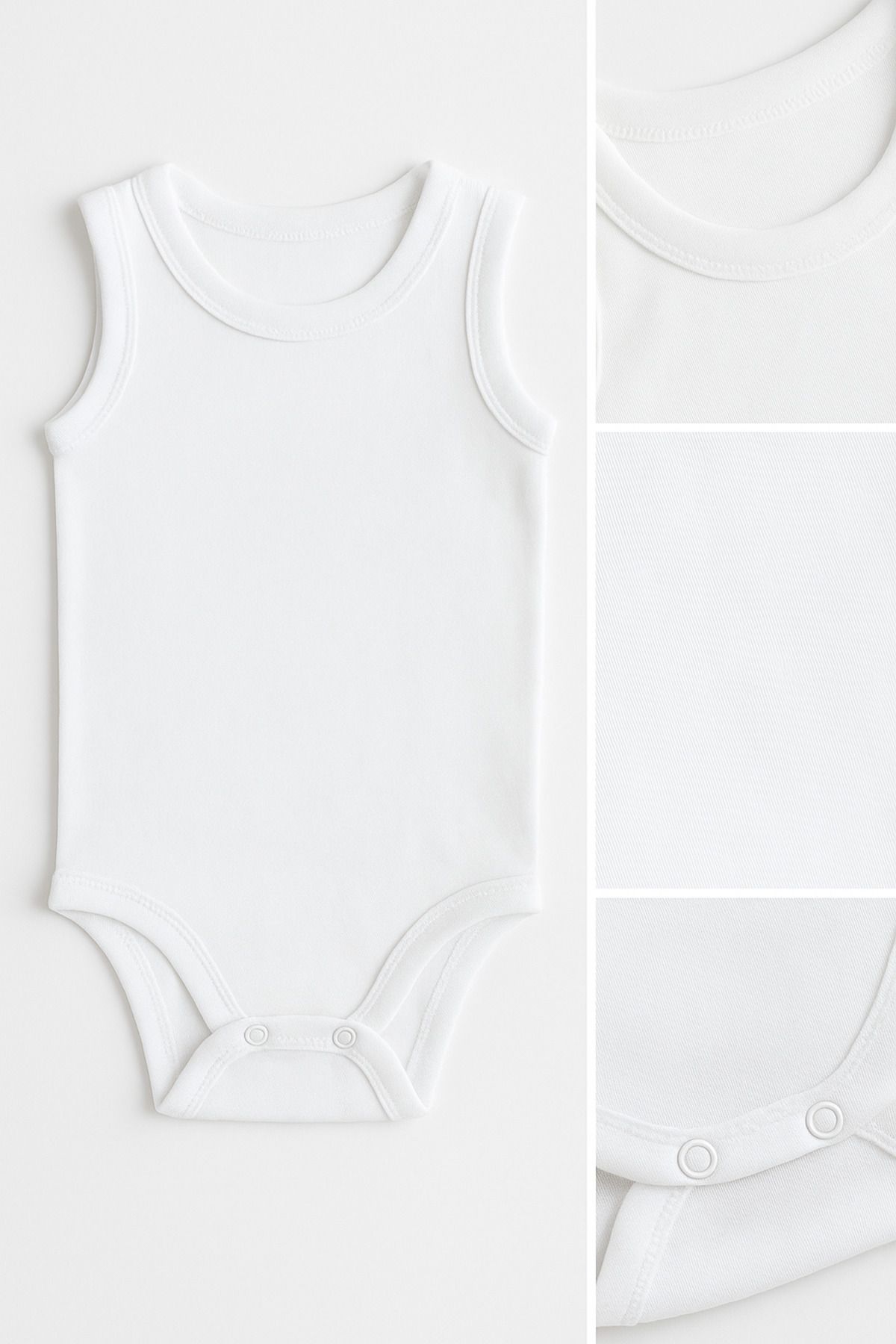 Trend Bebe Butik Çıtçıtlı Pamuklu Bebek Zıbın | Kolsuz Yazlık Bebek Body | Unisex Ribana Badi Bebek Pamuklu Tulum