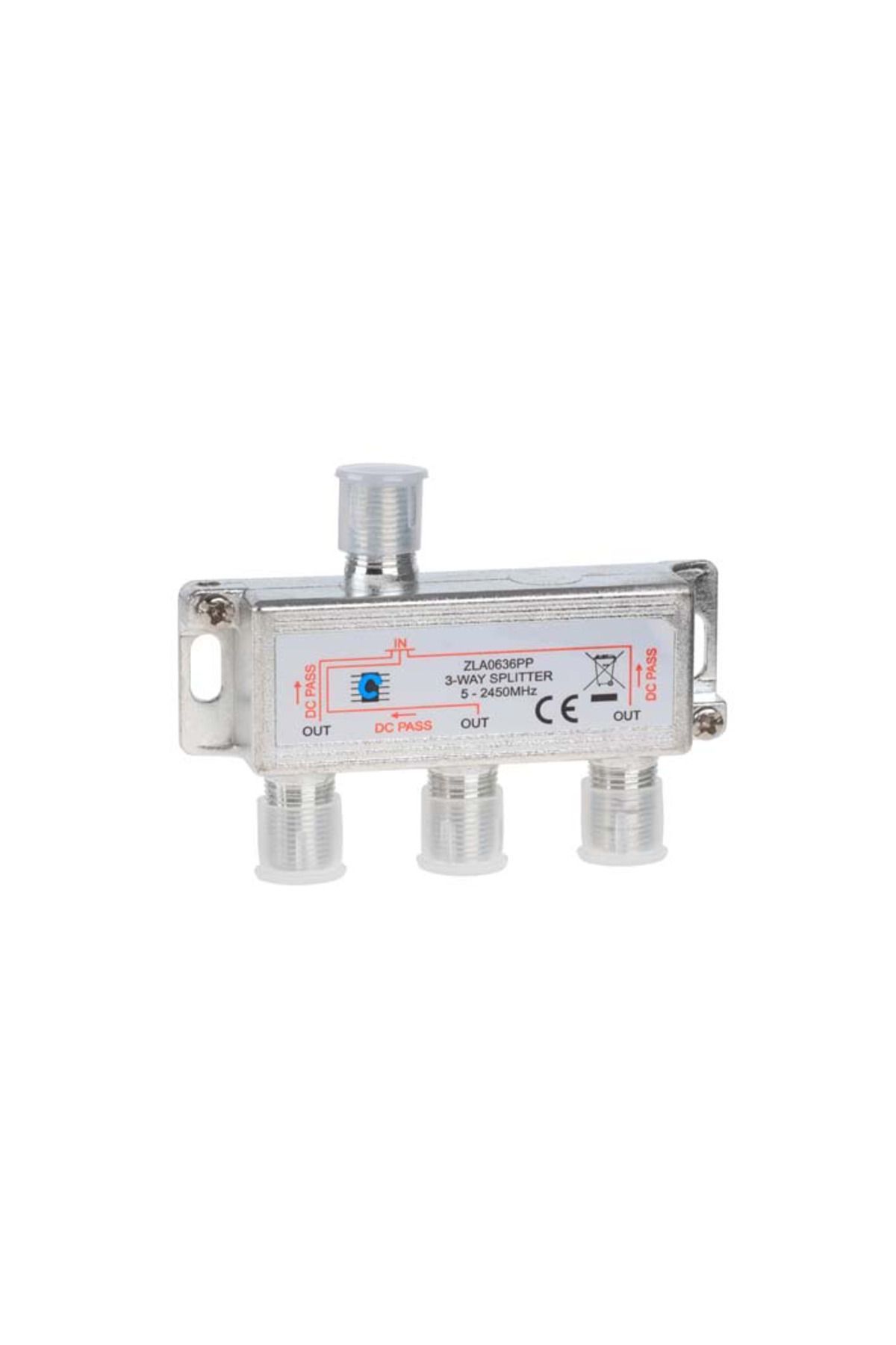 Cabletech-3-output splitter with Power Pass 5-2450Mhz 1