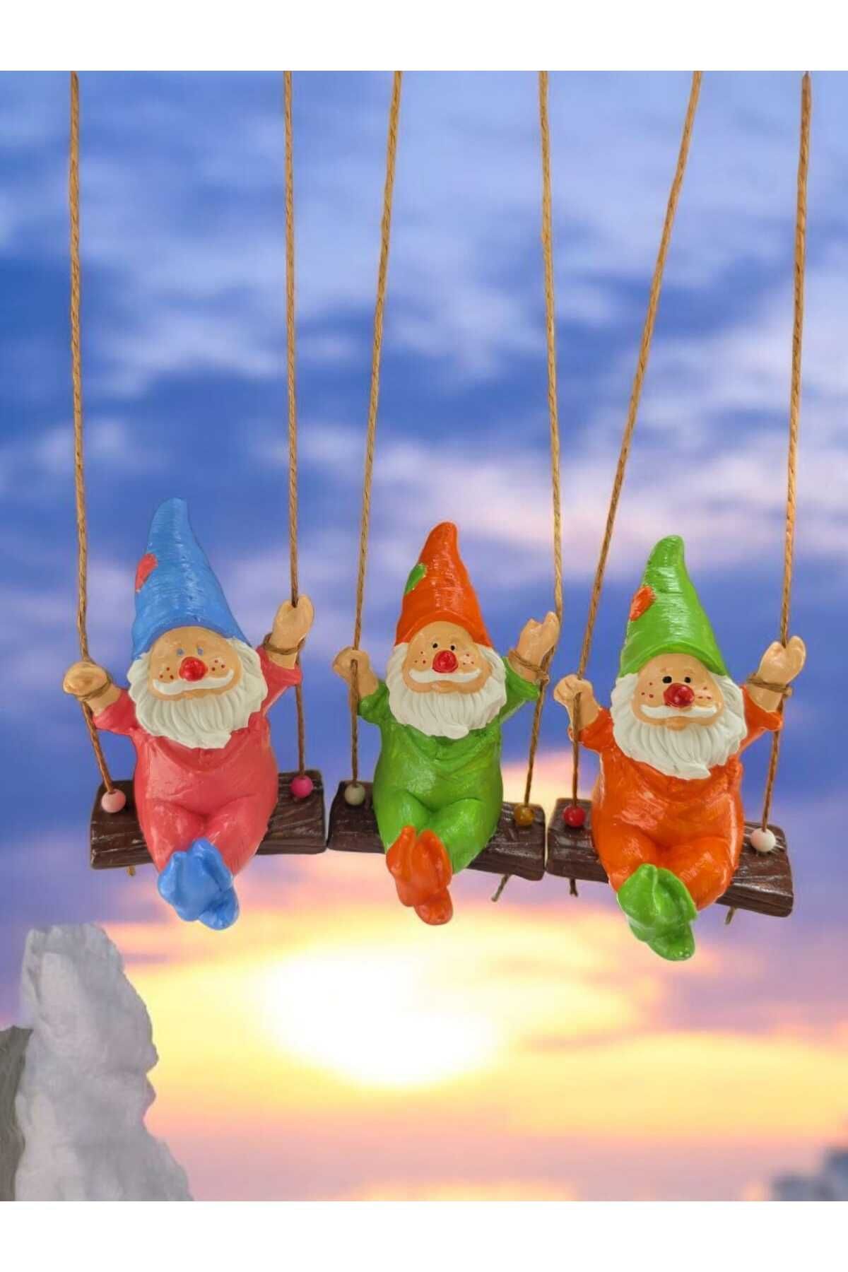 GLOBELUX Rustik Sevimli Biblo ( 3lü Cüce Seti )bahçe Ve Balkon Süsü