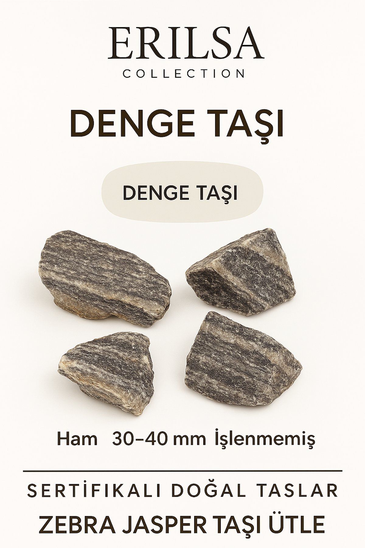Erilsa Sertifikalı Ham İşlenmemiş Zebra Jasper Taşı Kütle El Taşı Dengeleyici Toprak Enerjisi Ruhsal Güç