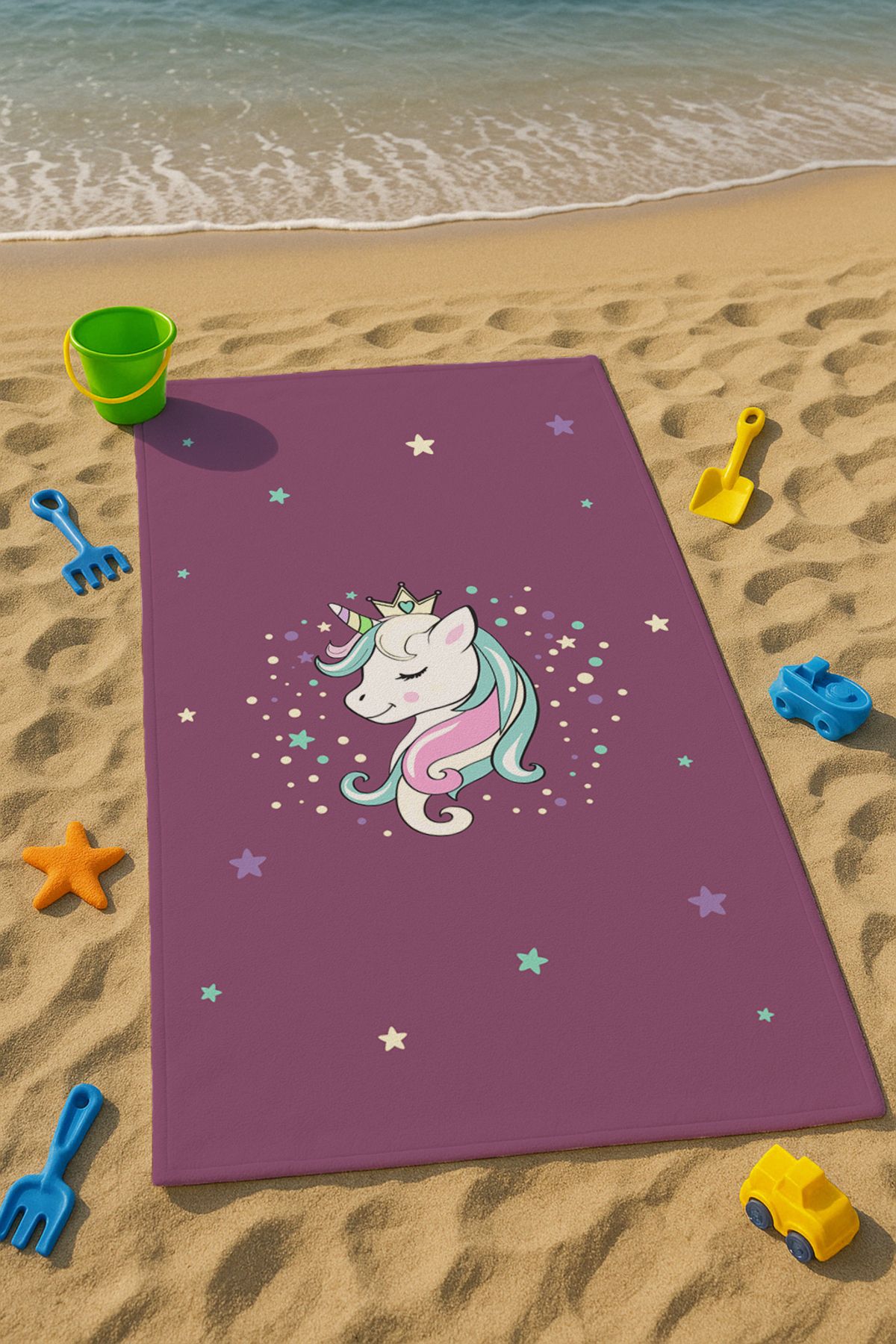 Talia Home Mor Unicornlu Desenli Çocuk Plaj - Deniz- Havuz Havlusu TLAPH-082