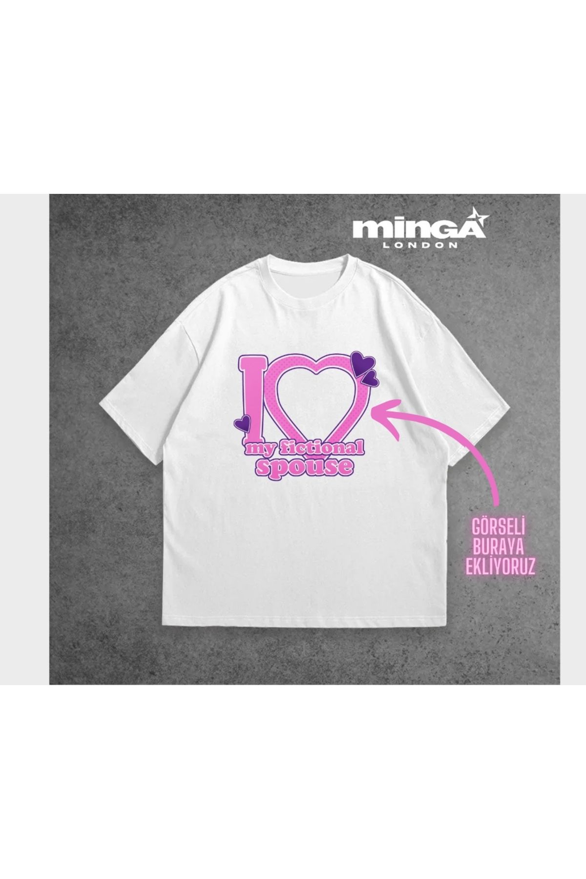 Minga London Beyaz Kişiye Özel Tasarlanan Fotoğraflı Oversize Tshirt -Minga London