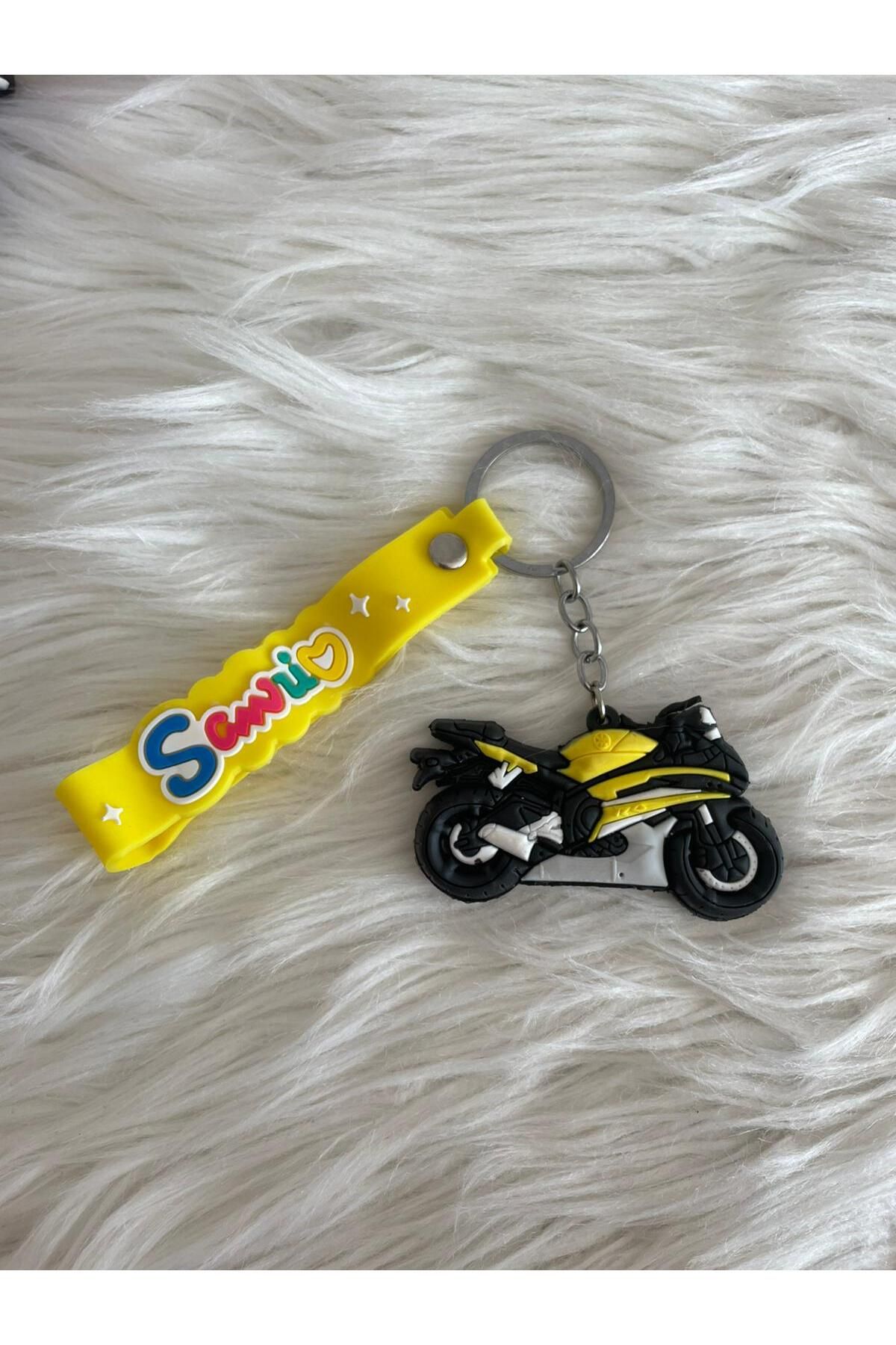 Minik Tutku Sarı Motor, Motosiklet 3D Silikon Anahtarlık