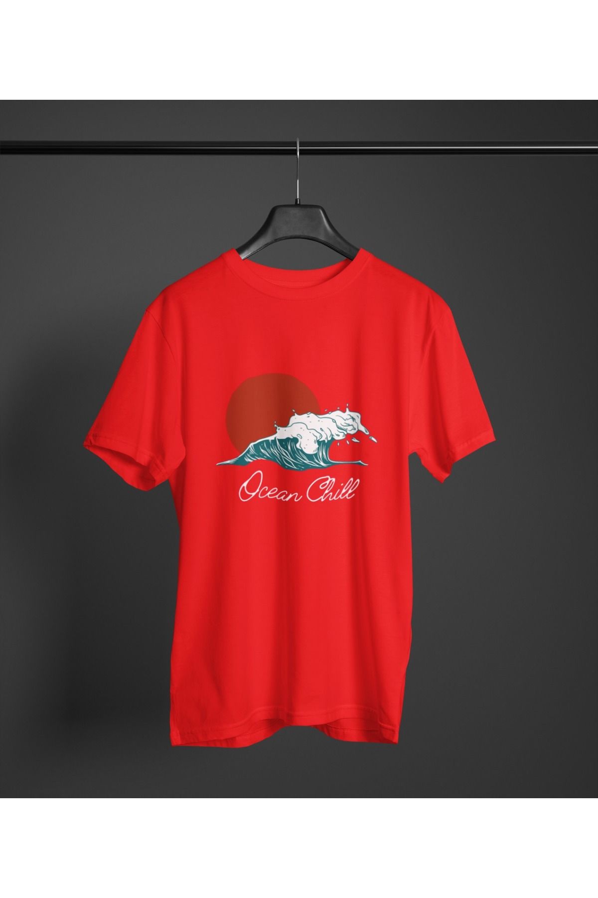 Butik ERKEK/KADIN -OCEAN CHILL- TRANSFER BASKILI YUVARLAK YAKA KISA KOL TİŞÖRT