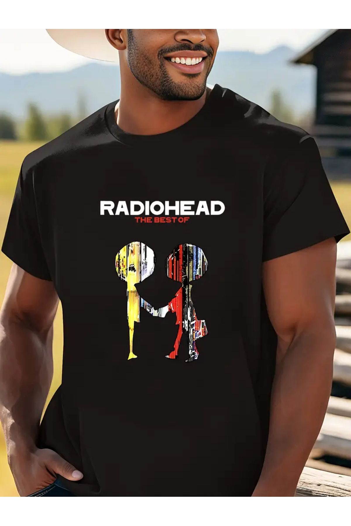 AEMİ Unisex Radio Head Baskılı Oversize Bisiklet Yaka T-shirt