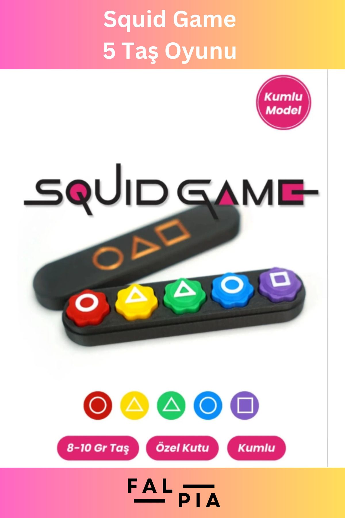Falpia Özel Seri Eğlenceli Temalı El Becerisi Gelenek Renkli Şekilli Gonggi Kalamar Squid Game 5 Taş Oyunu
