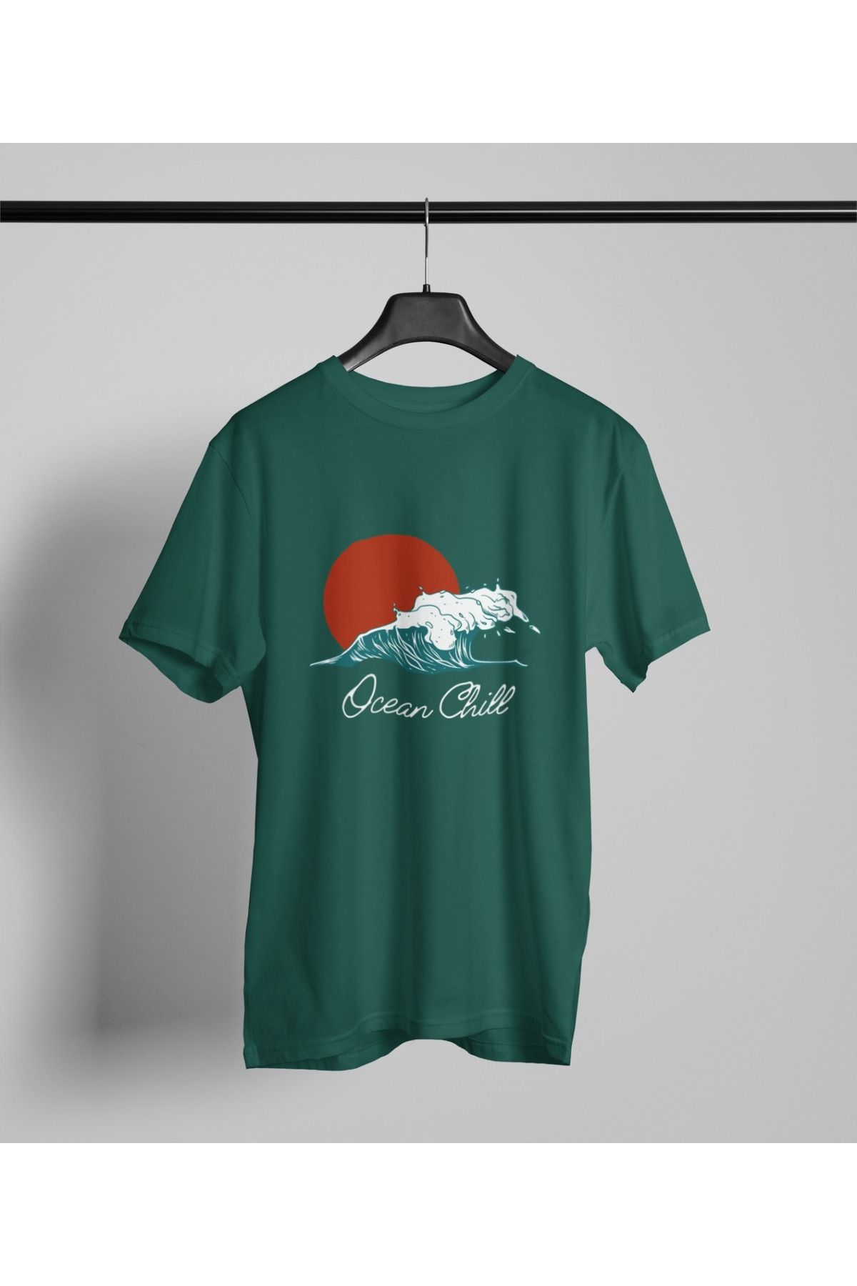 Butik ERKEK/KADIN -OCEAN CHILL- TRANSFER BASKILI YUVARLAK YAKA KISA KOL TİŞÖRT