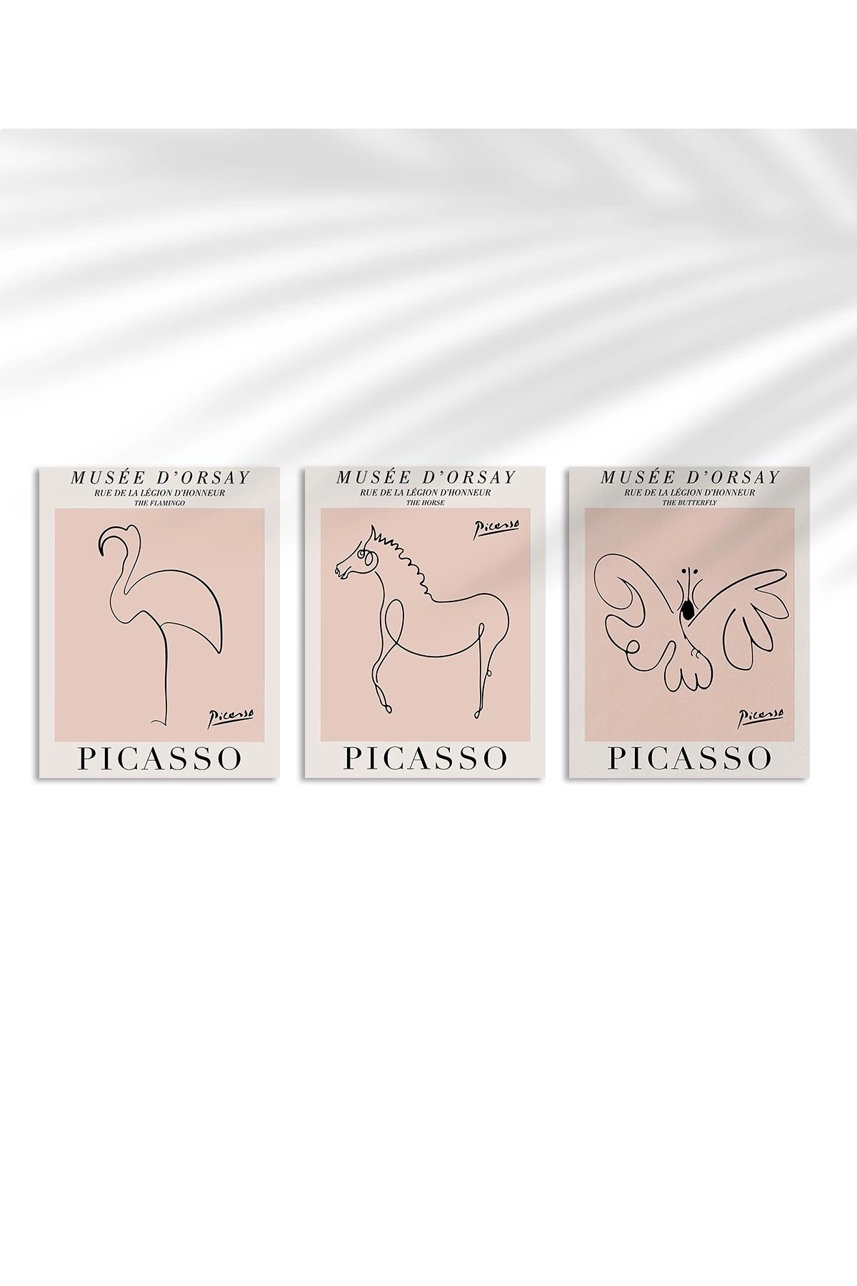 VOGLOO Çerçevesiz Poster Picasso Tarzı Hayvan Çizimleri 3'lü