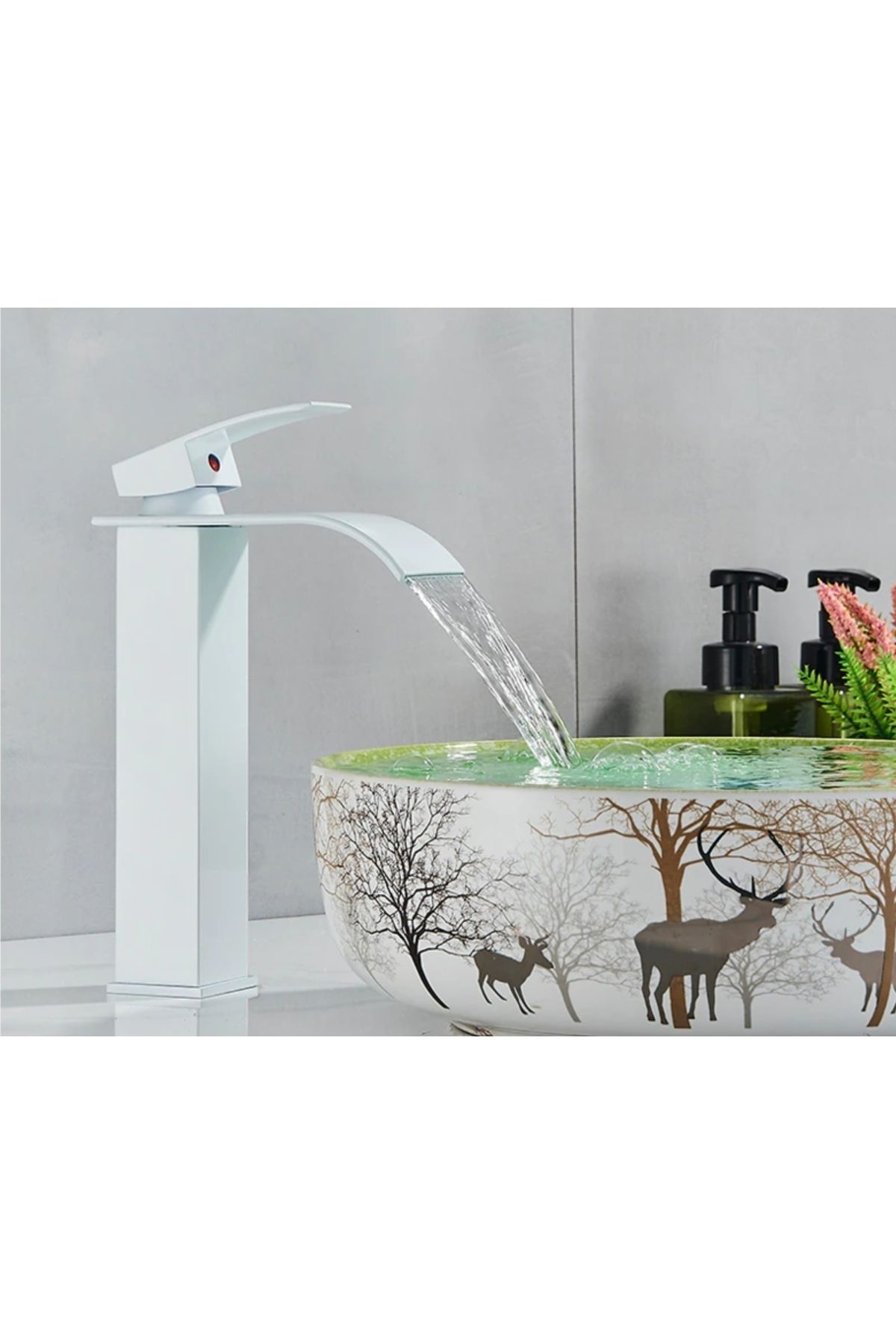 Blackswan Design-Baterie chiuveta baie, Blackswan, Tip M161, model alb mat cu pipa tip cascada, 25 cm 5
