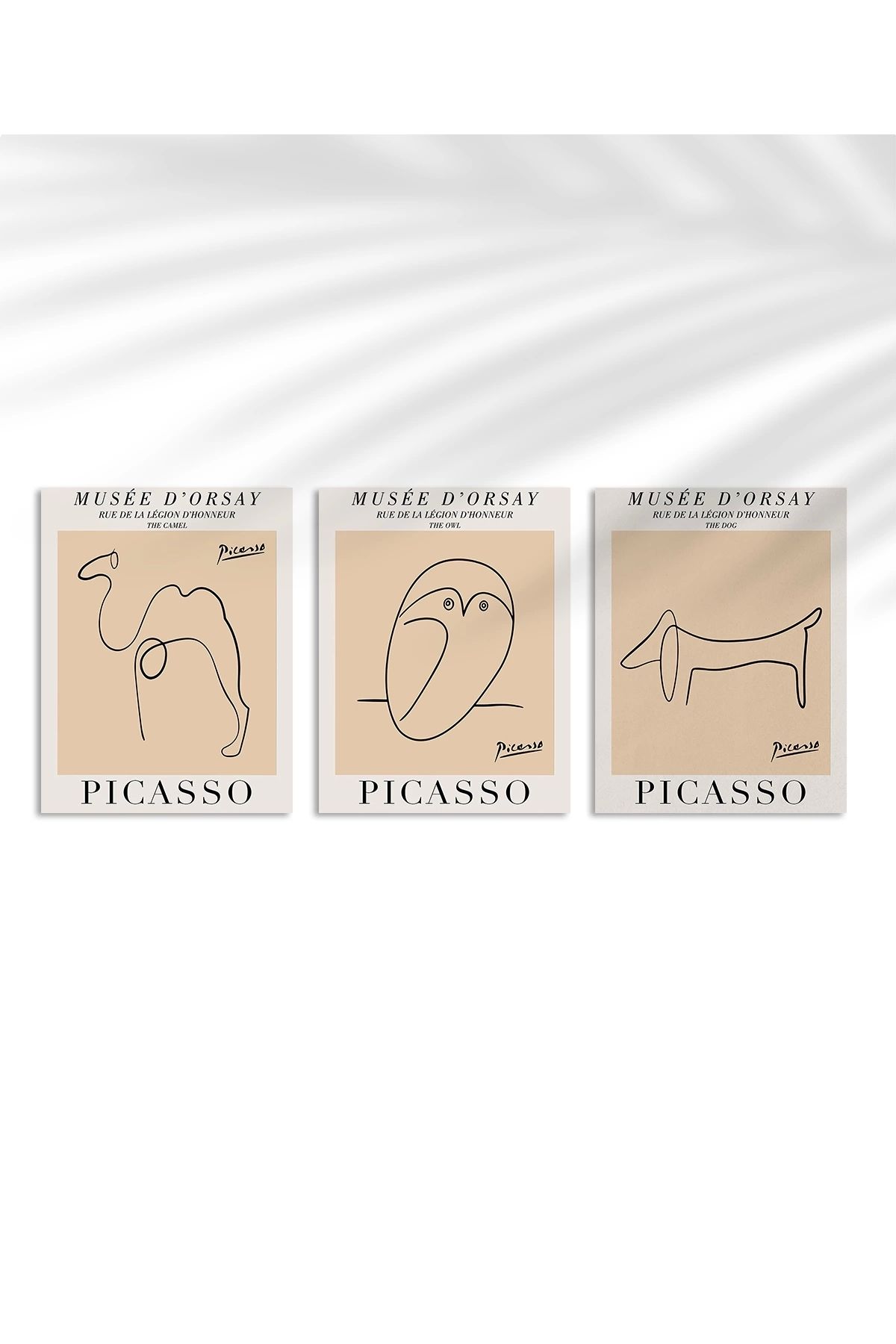 VOGLOO Çerçevesiz Poster Musée d'Orsay İlhamlı Picasso Hayvan Çizimleri 3'lü
