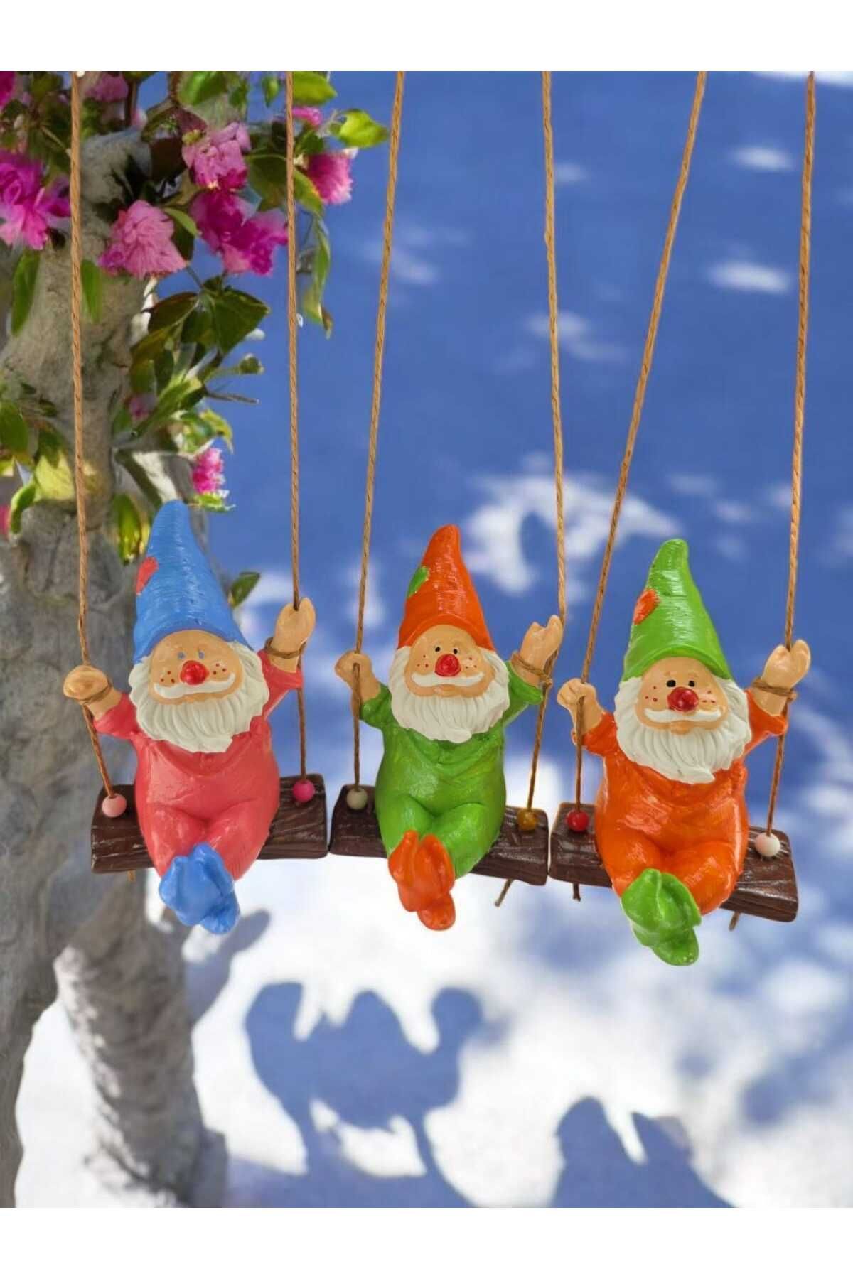GLOBELUX Rustik Sevimli Palyanço Biblo ( 3lü Cüce Seti )bahçe Ve Balkon Süsü