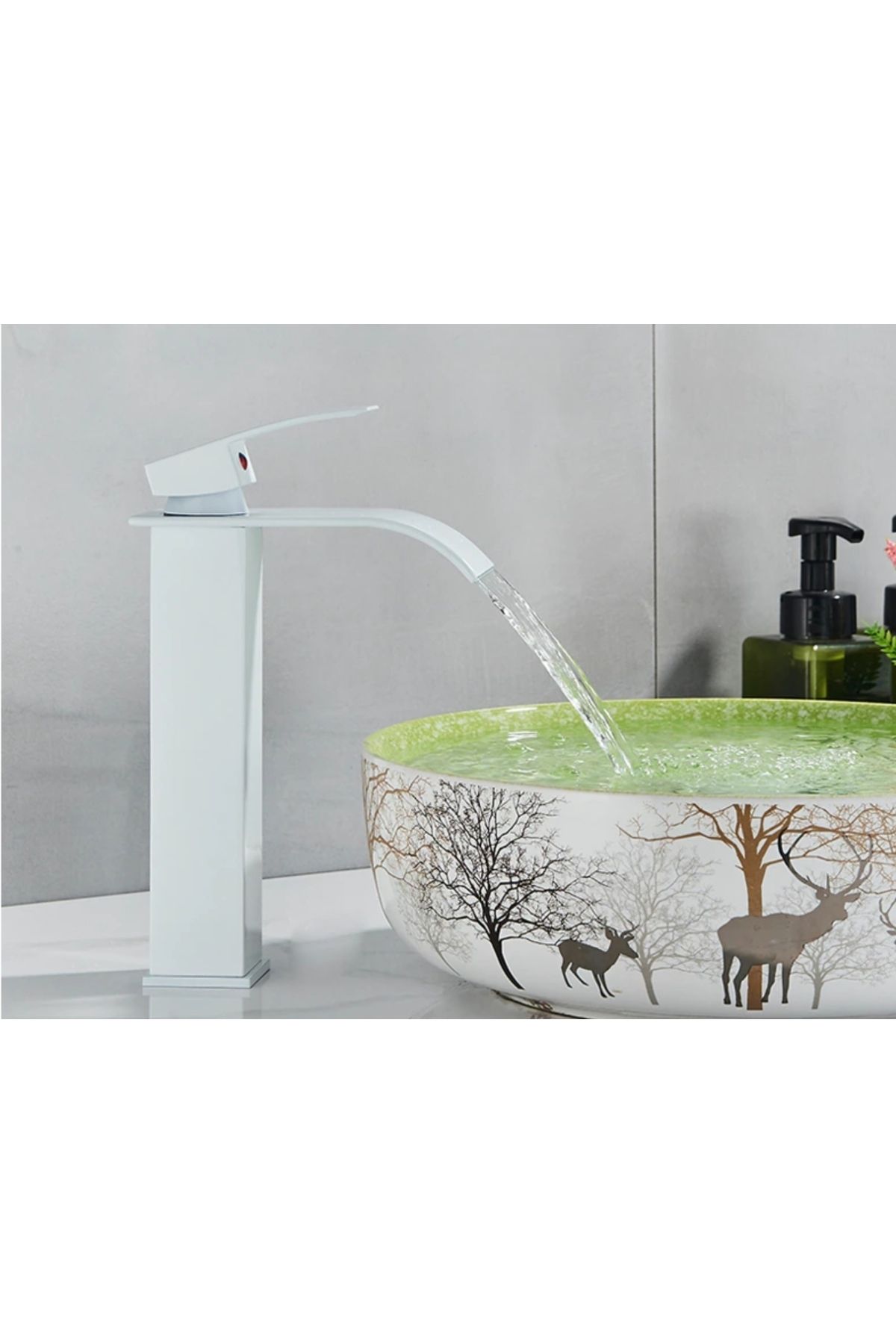 Blackswan Design-Baterie chiuveta baie, Blackswan, Tip M161, model alb mat cu pipa tip cascada, 25 cm 4