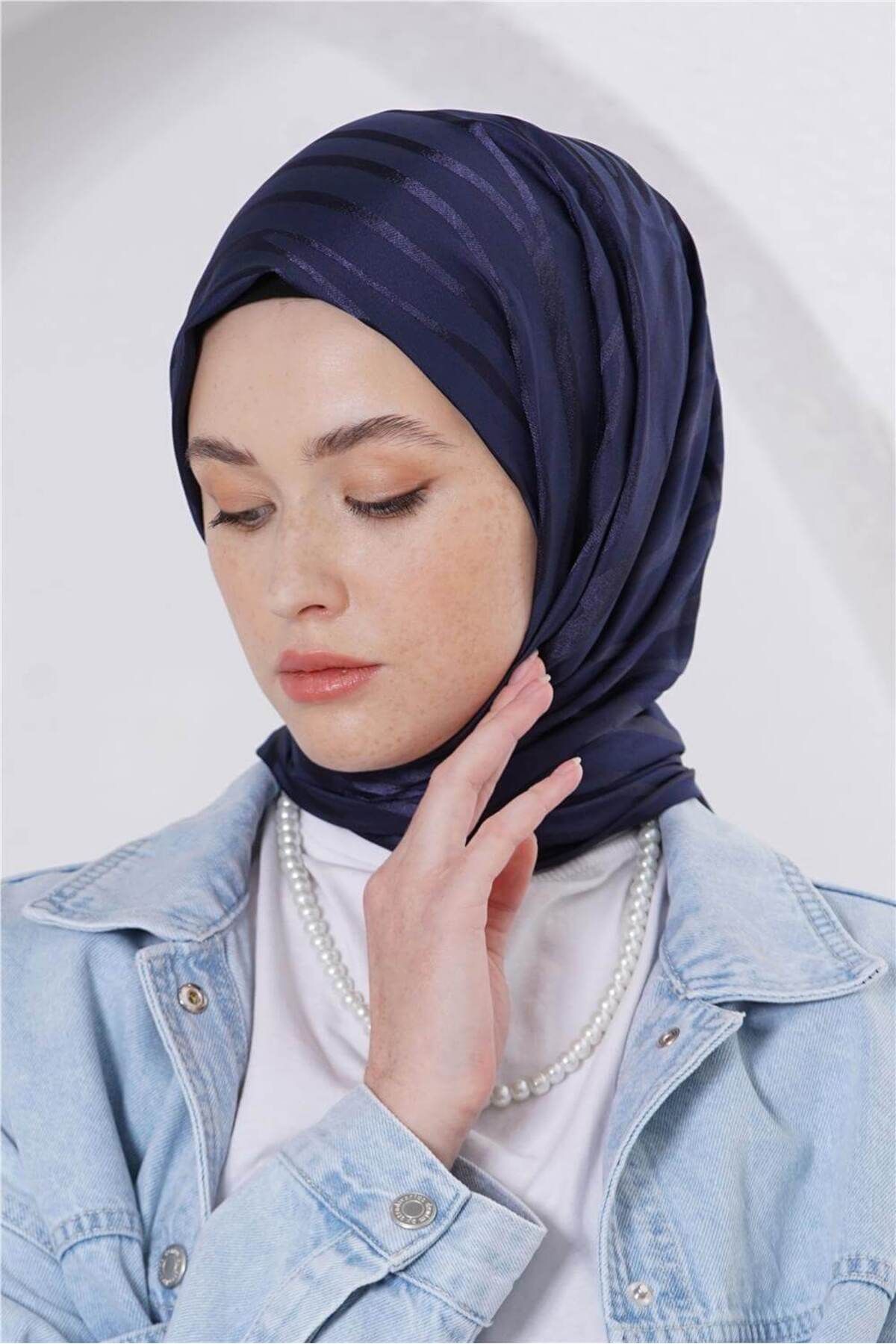 Loryan FLOŞ JAKAR ZEBRA KOYU LACİVERT ŞAL