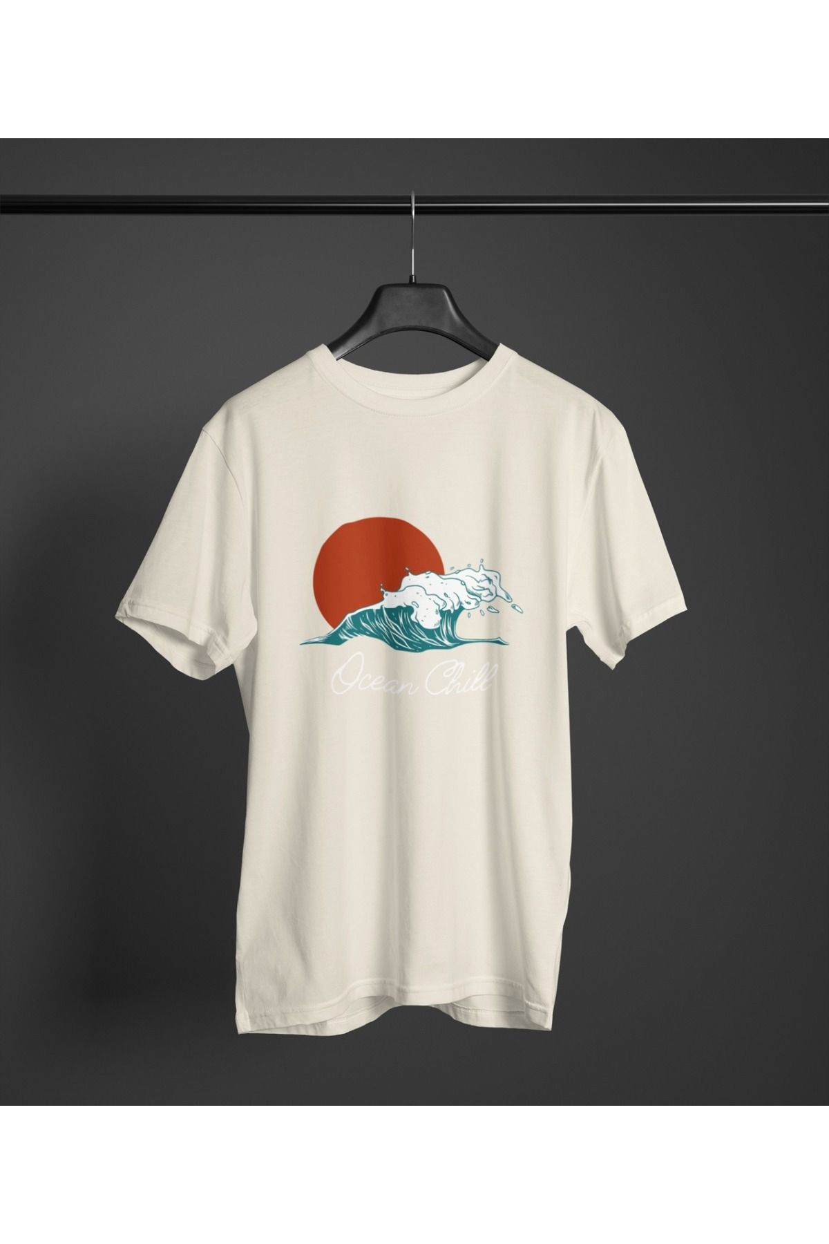 Butik ERKEK/KADIN -OCEAN CHILL- TRANSFER BASKILI YUVARLAK YAKA KISA KOL TİŞÖRT