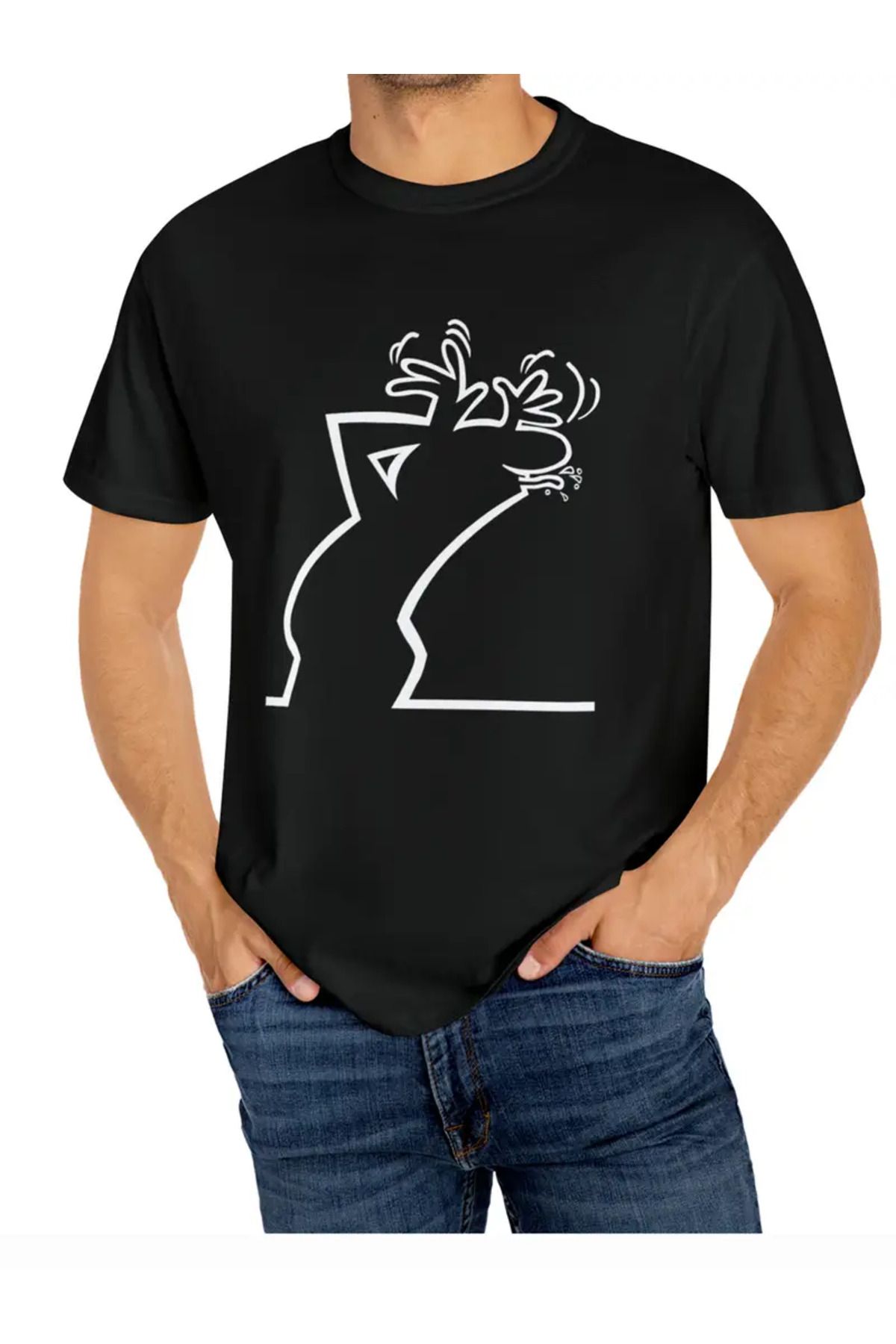 AEMİ Unisex Baskılı Oversize Bisiklet Yaka T-shirt