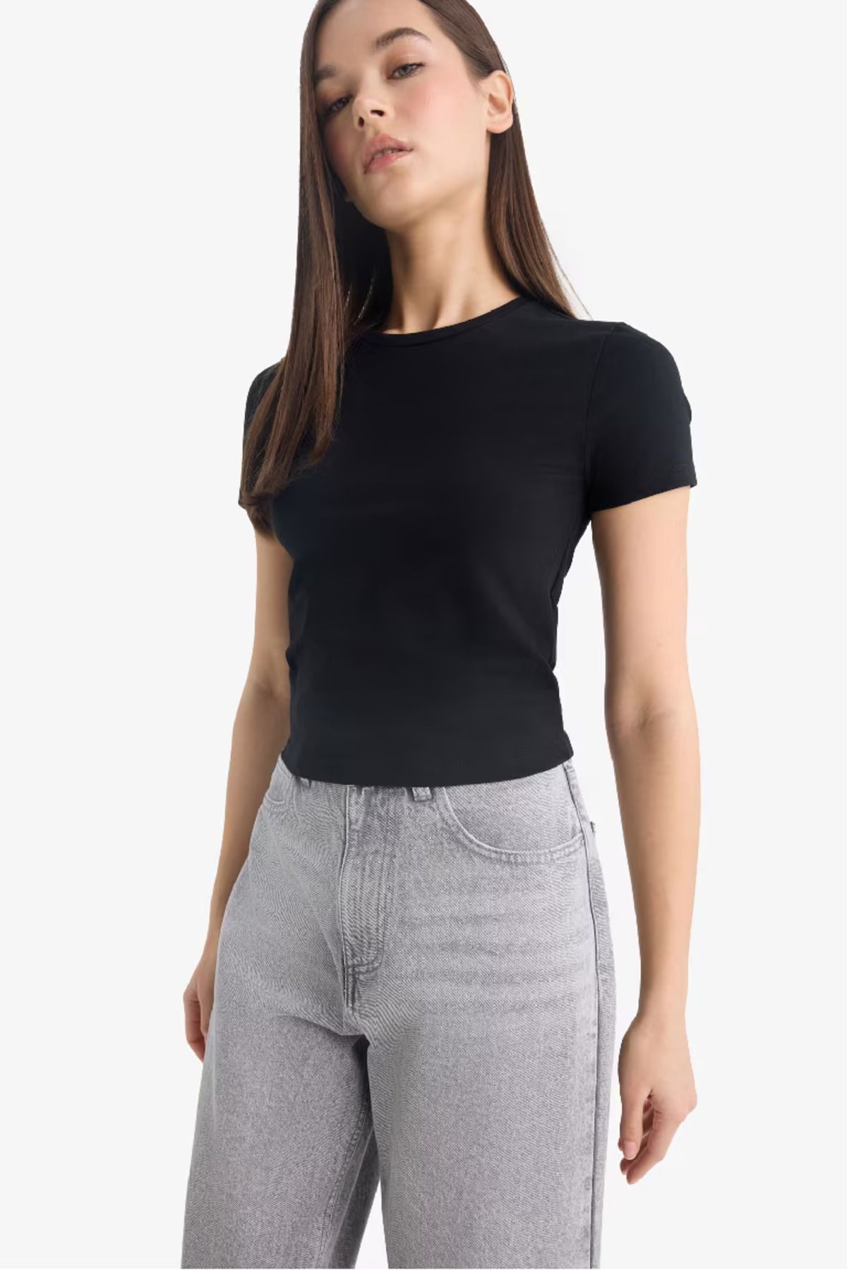 DeFacto Coool Fitted Basic Düz Kısa Kollu Tişört