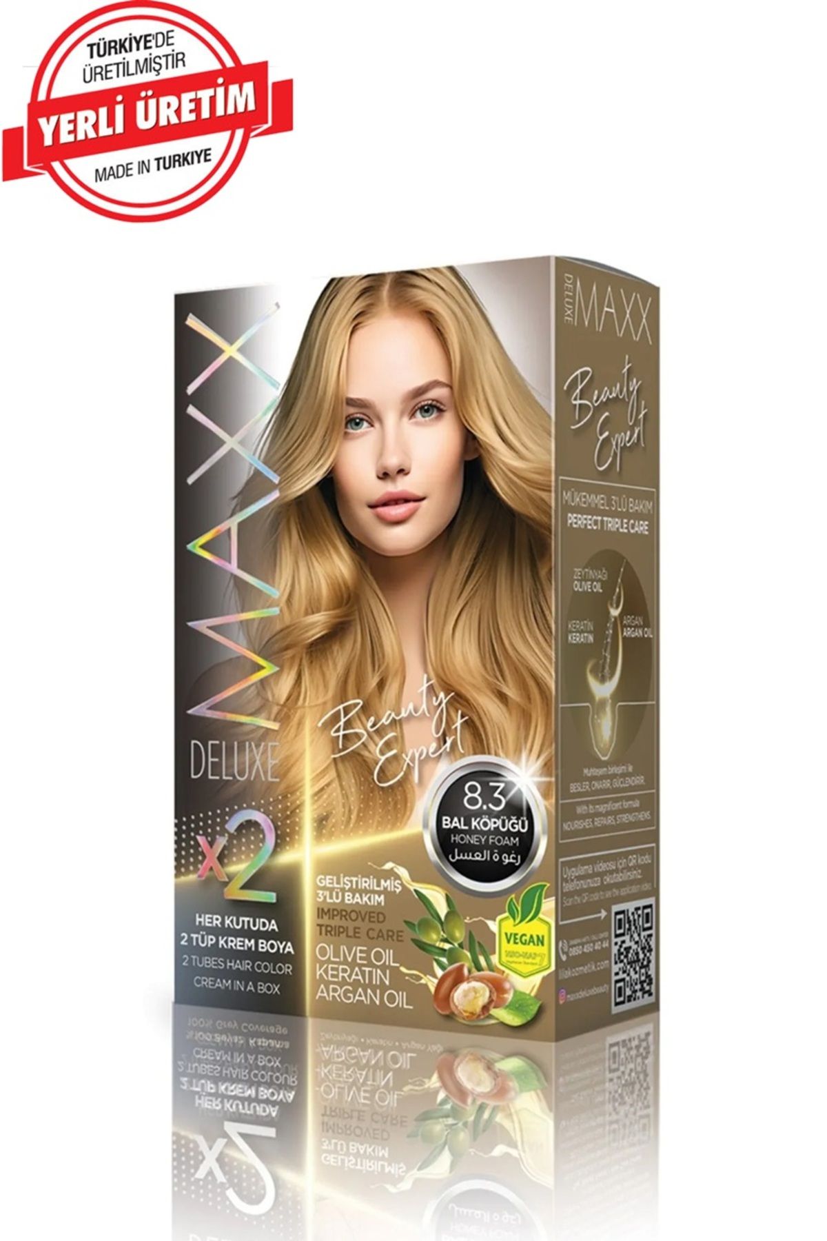 MUK's Beauty Tools MAXX DELUXE BEAUTY Keratinli Saç Boya Seti 2 Tüp + 2 Oksidan 34 Harika Renk Seçeneği
