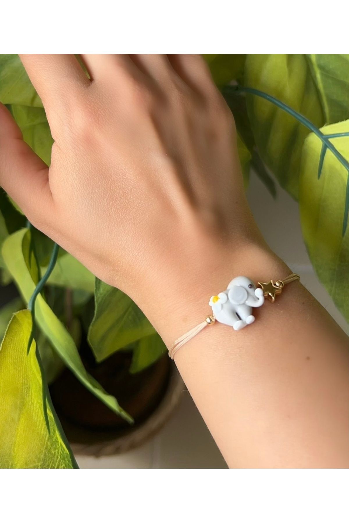 Alvora Accessories Fil Cam Murano Boncuk Asansörlü İpli Bileklik