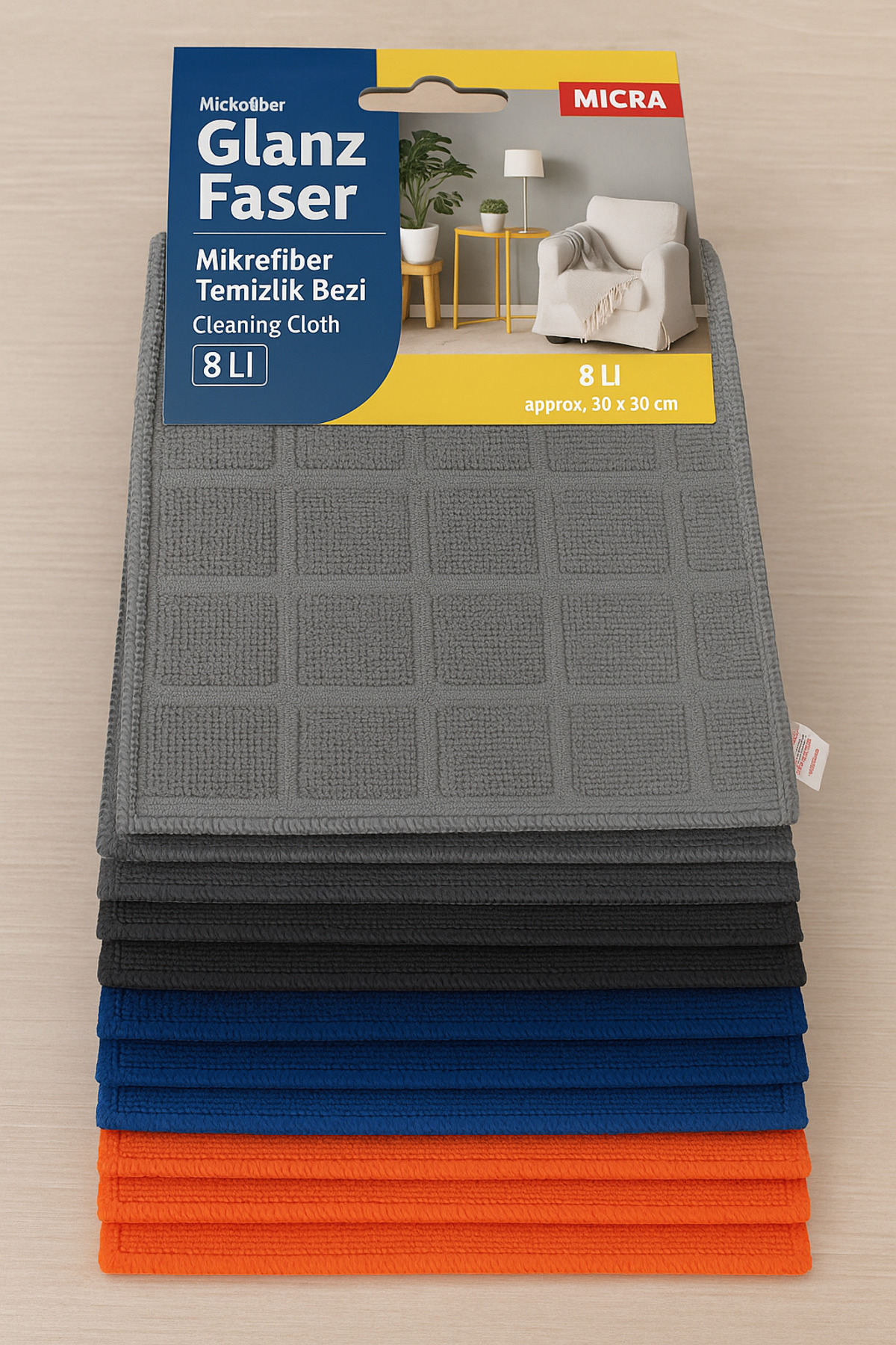 OLİWAM Glanz Faser Mikrofiber 8'li Temizlik Bezi 30 x 30 cm