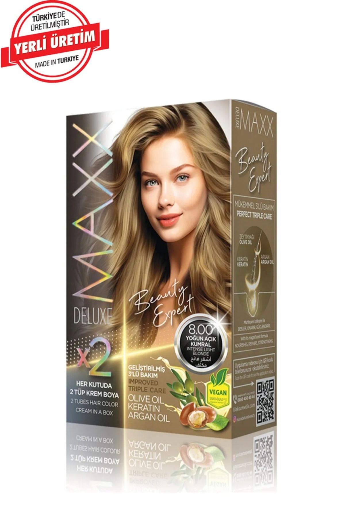 MUK's Beauty Tools MAXX DELUXE BEAUTY Keratinli Saç Boya Seti 2 Tüp + 2 Oksidan 34 Harika Renk Seçeneği