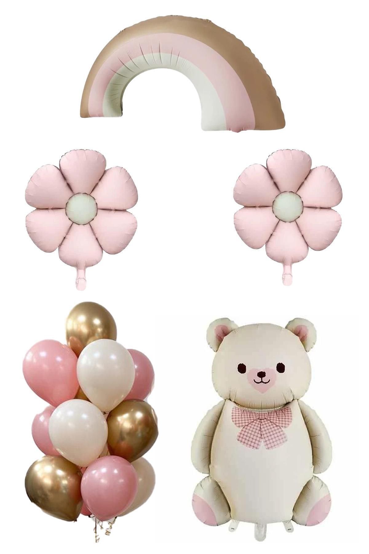 Azebu Baby Shower Retro Papatya Temalı Kız Bebek Kutlama Seti