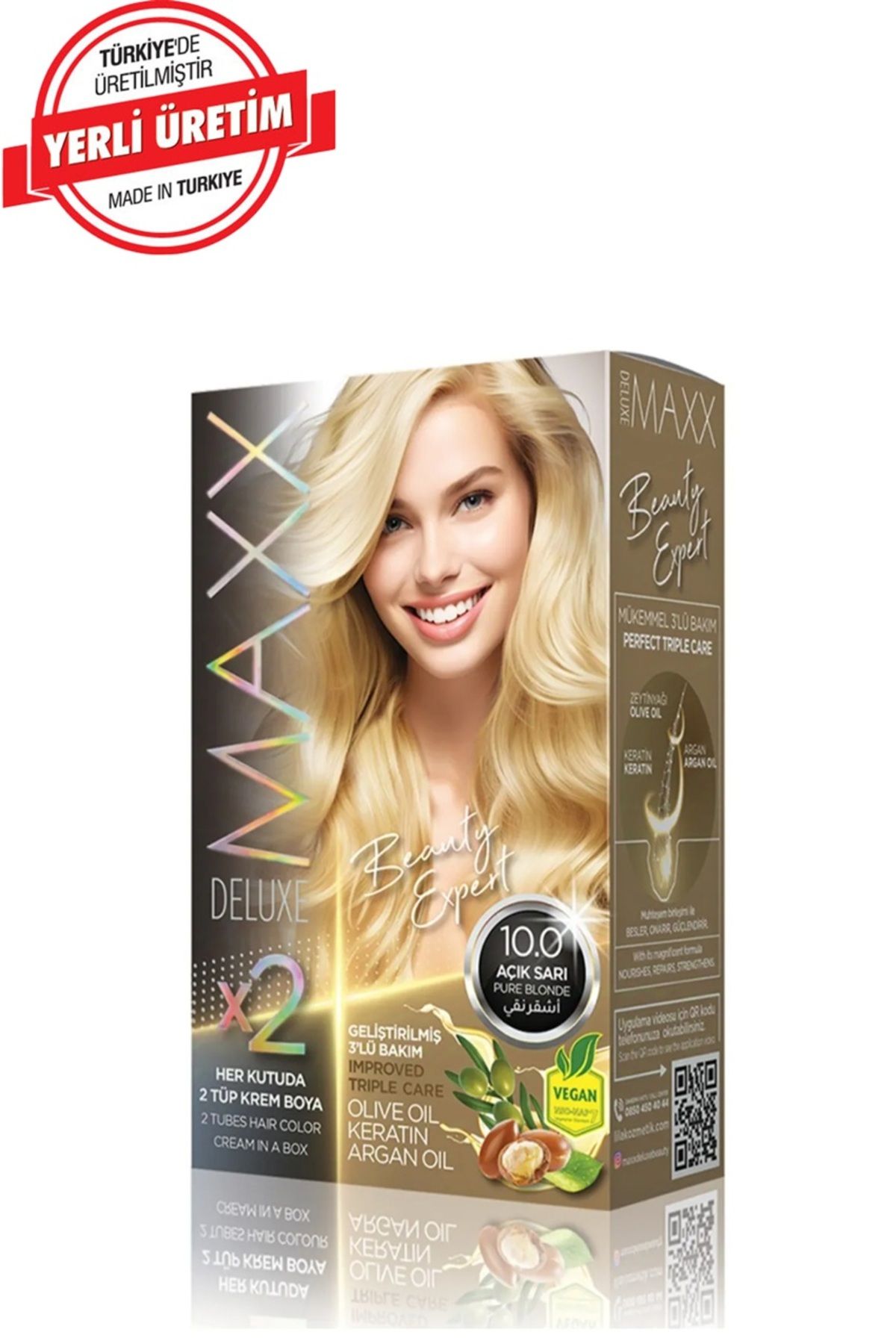 MUK's Beauty Tools MAXX DELUXE BEAUTY Keratinli Saç Boya Seti 2 Tüp + 2 Oksidan 34 Harika Renk Seçeneği
