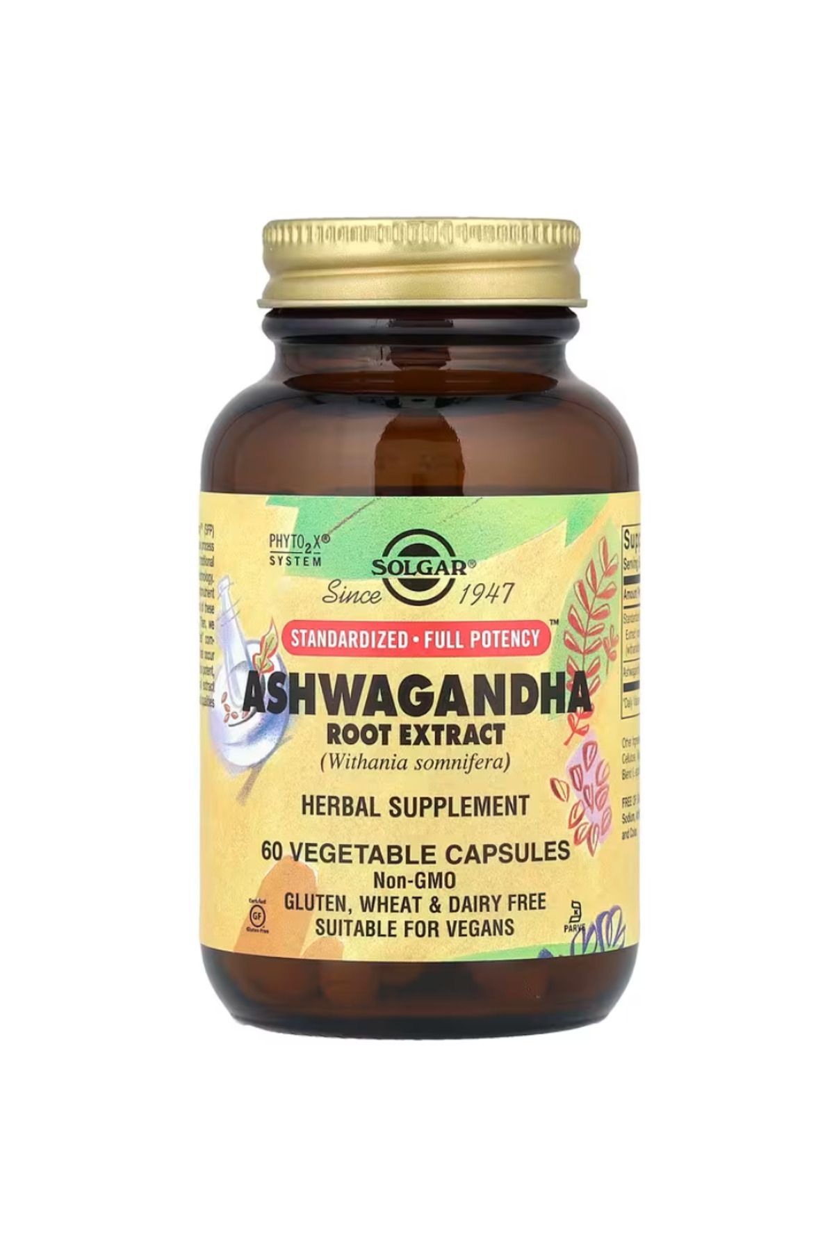 SOL Solgar, Ashwagan.dhaa, Root Extract, 60 Vegetable Capsules vr33