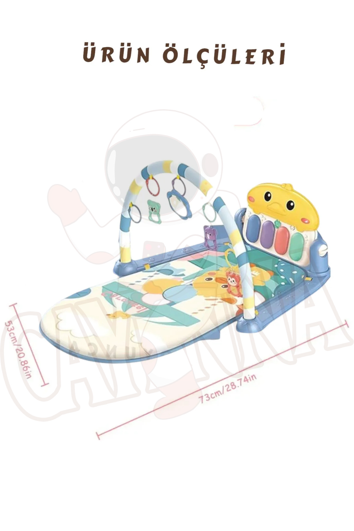 cayenna Bebek Oyun Halısı Piyanolu, Gökkuşağı Ördek Desenli 73 cm Sesli Dönenceli Bebek Halısı fotoğrafı 2 (önizleme)