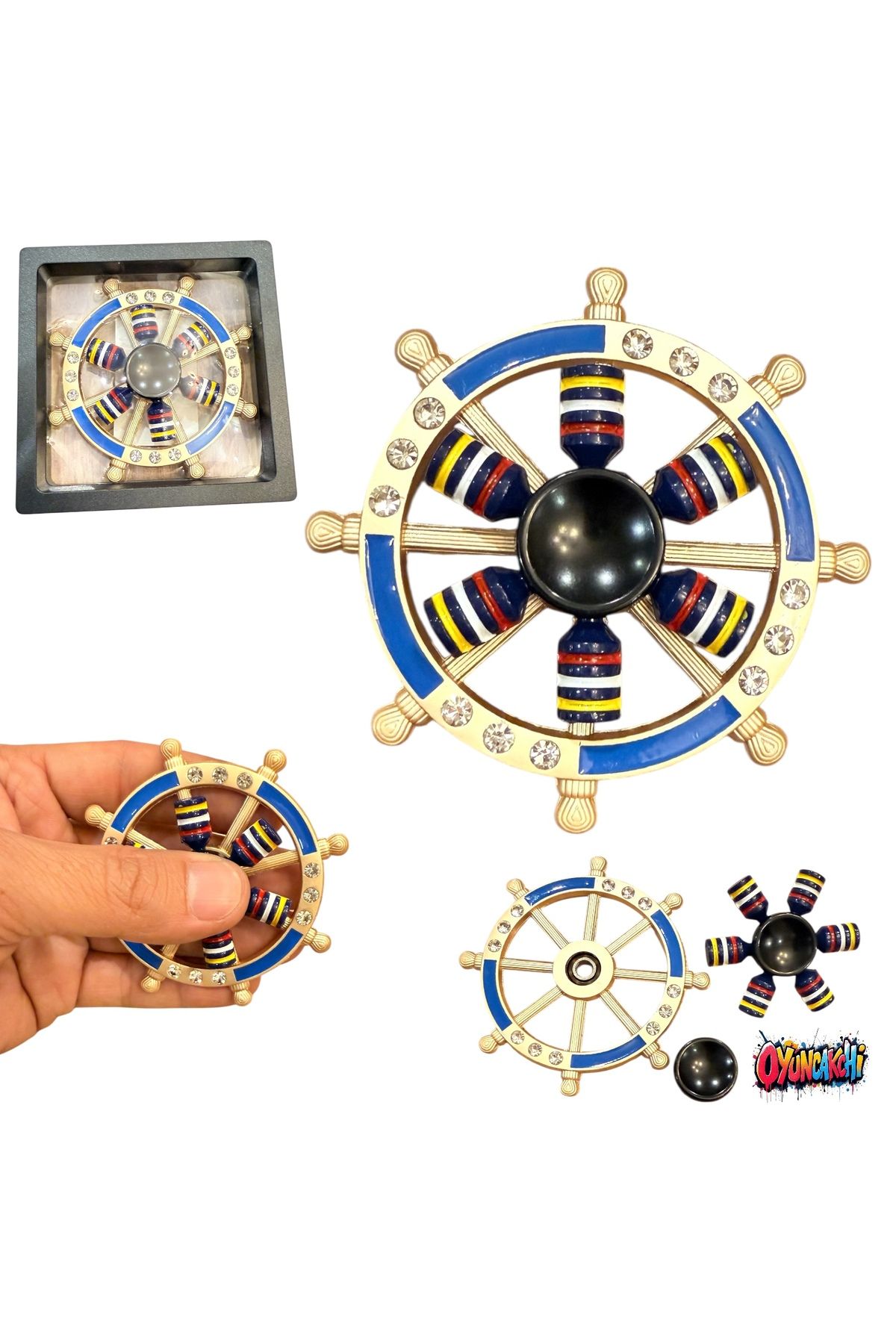 tmtoysandmore Stres Çarkı Metal 2li Yeni Model Denizci Dümen Figürlü El Becerisi Uzun Süreli Dönüş