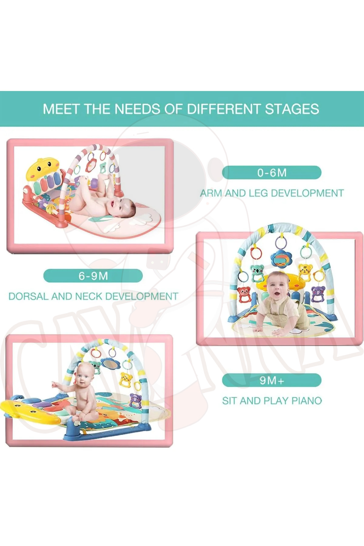 cayenna Bebek Oyun Halısı Piyanolu, Gökkuşağı Ördek Desenli 73 cm Sesli Dönenceli Bebek Halısı fotoğrafı 3 (önizleme)