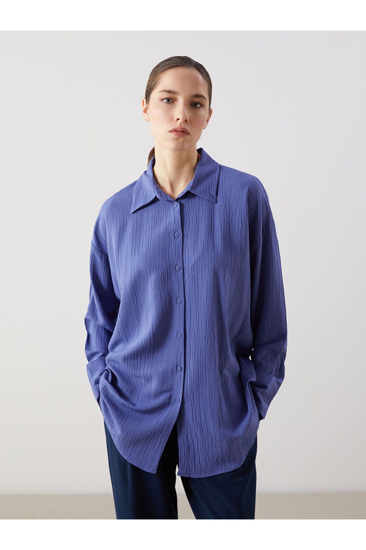LC Waikiki Dokulu Oversize Kadın Gömlek