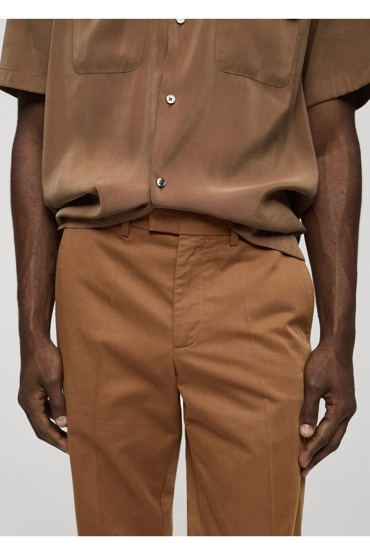 MANGO Woman-Brown Men's Trousers 77014438 4