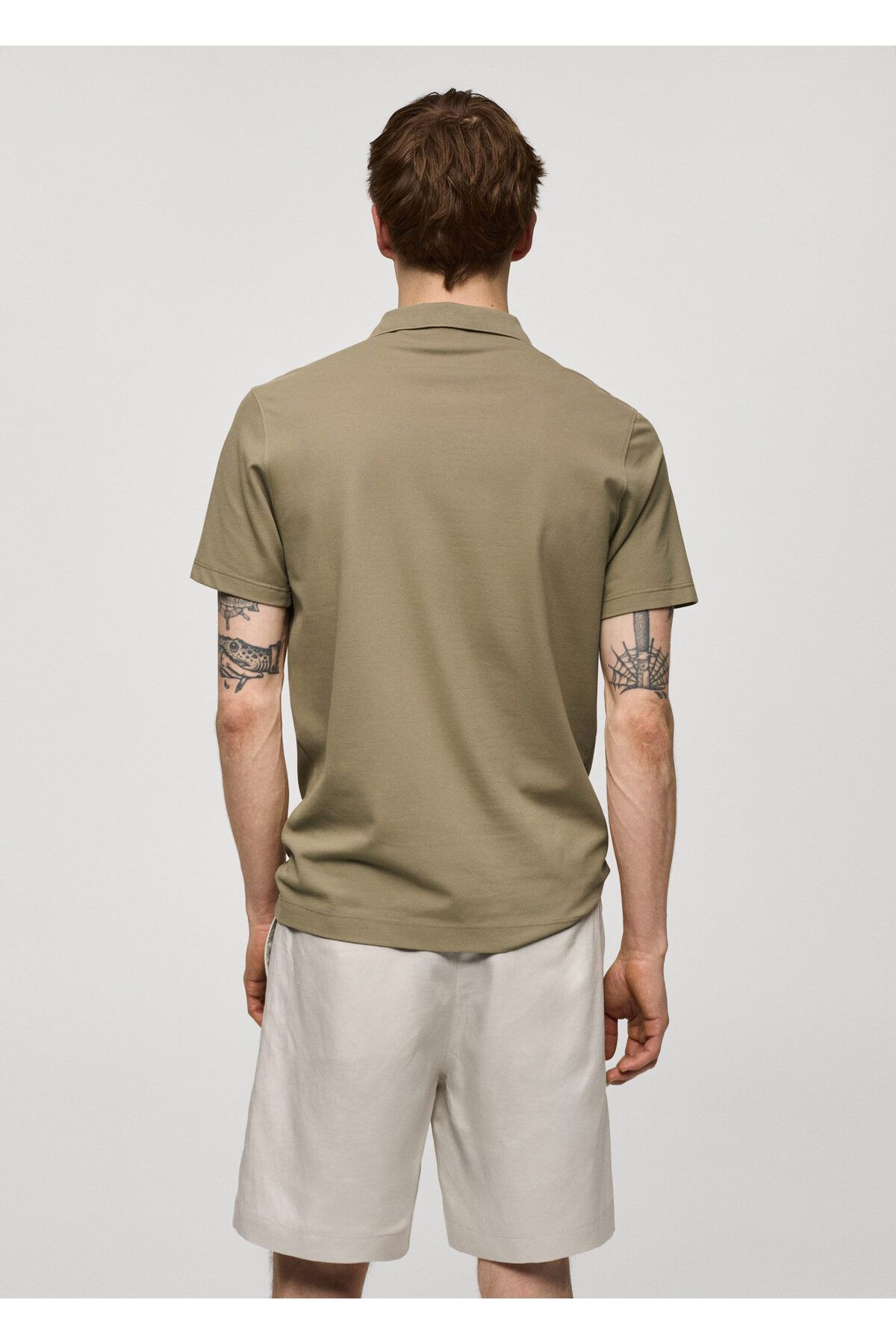 MANGO Woman-Khaki Men's Polo Neck T-Shirt 77080585 5