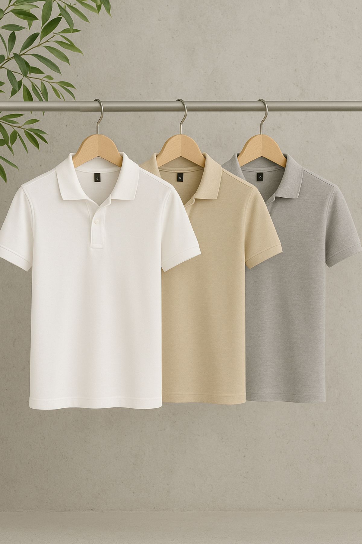 Trendyol Collection Bézs-antracit-fehér karcsú/szűk szabású 3 csomagos póló nyakú póló TMNSS25PO00047