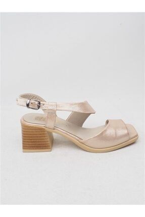 Altın Simli Hakiki Deri Kadın Sandalet Chelsy P7822S8181