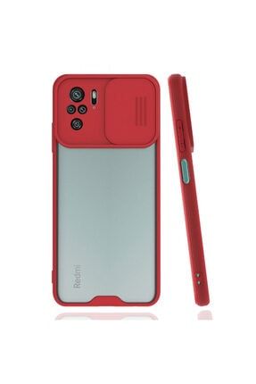 Xiaomi Redmi Note 10 Uyumlu Platin Kamera Kızaklı Silikon Kılıf - Kırmızı TY-8821