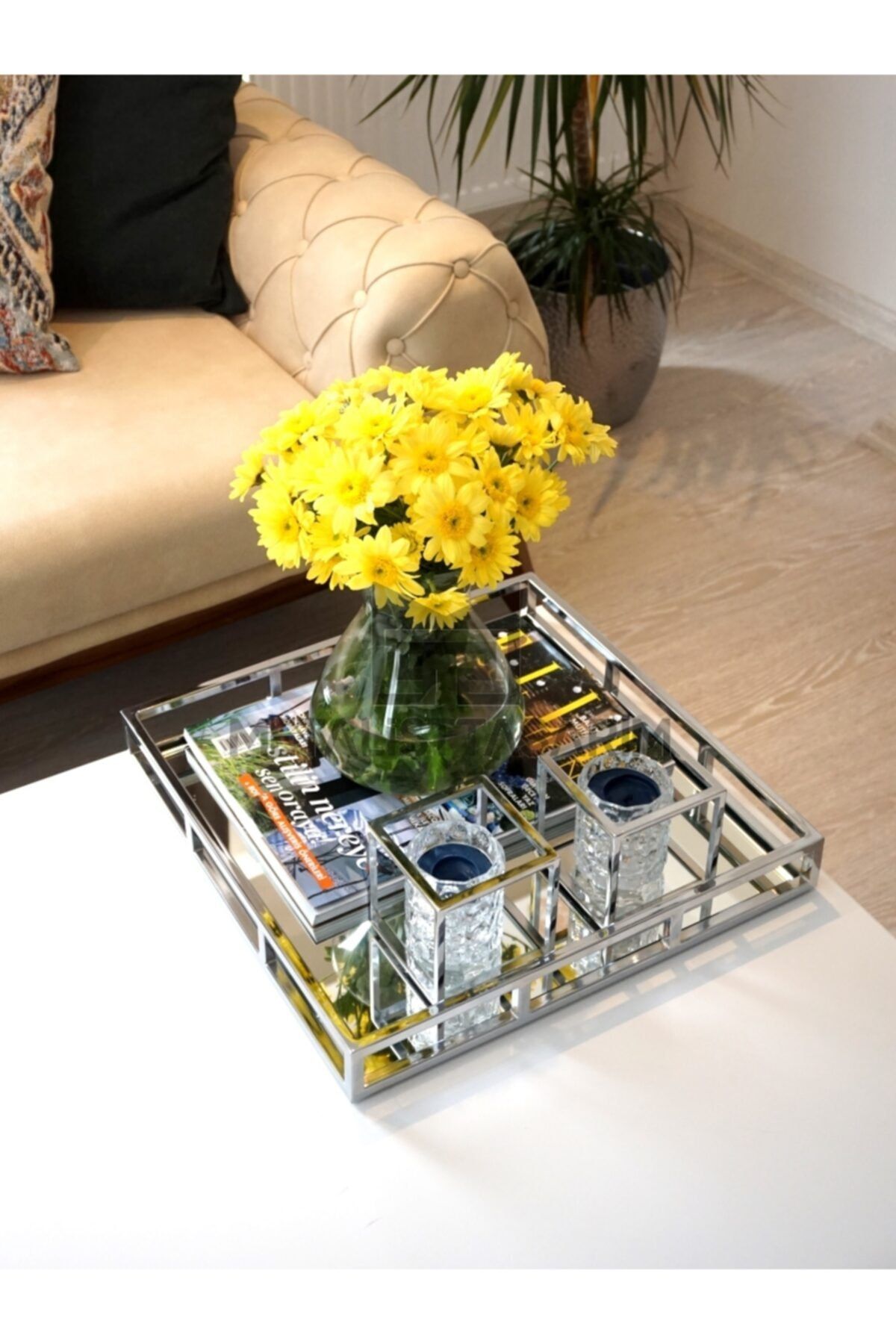 Metalist Tasar m Sefa Decorative Mirrored Tray Stainless Steel 40x40cm