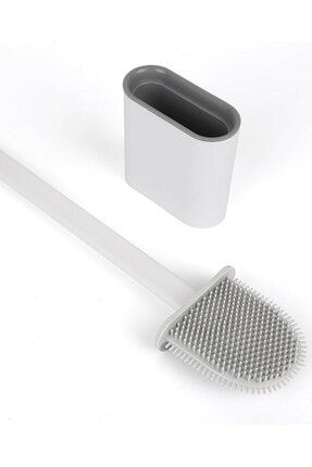 Silikon Banyo Tuvalet Klozet Temizleme Fırçası Ayaklı Ve Yapışkanlı Tutucu Set Beyaz PRA-3918268-6149