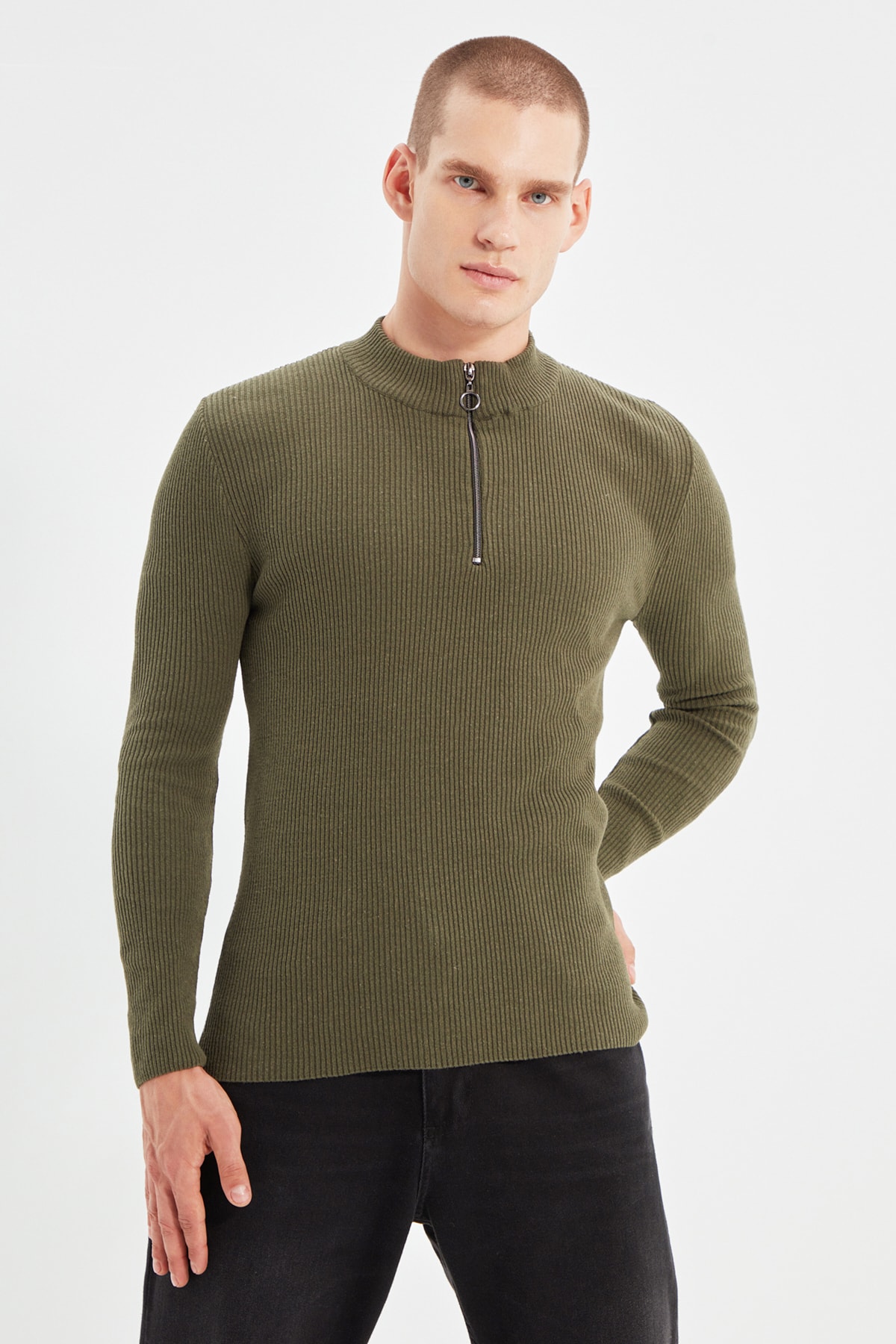 Trendyol Collection Pullover Khaki Regular Fit Fast ausverkauft