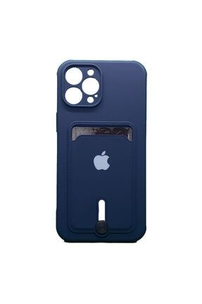Apple Iphone 12 Pro Max Uyumlu Logolu Kartlıklı Kamera Korumalı Kılıf Lansman Card Case lancc12promax