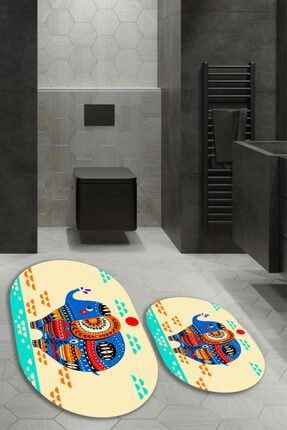 Fil Desenli 2'li Banyo Halı Takımı (40x60/60x100) BNY-100