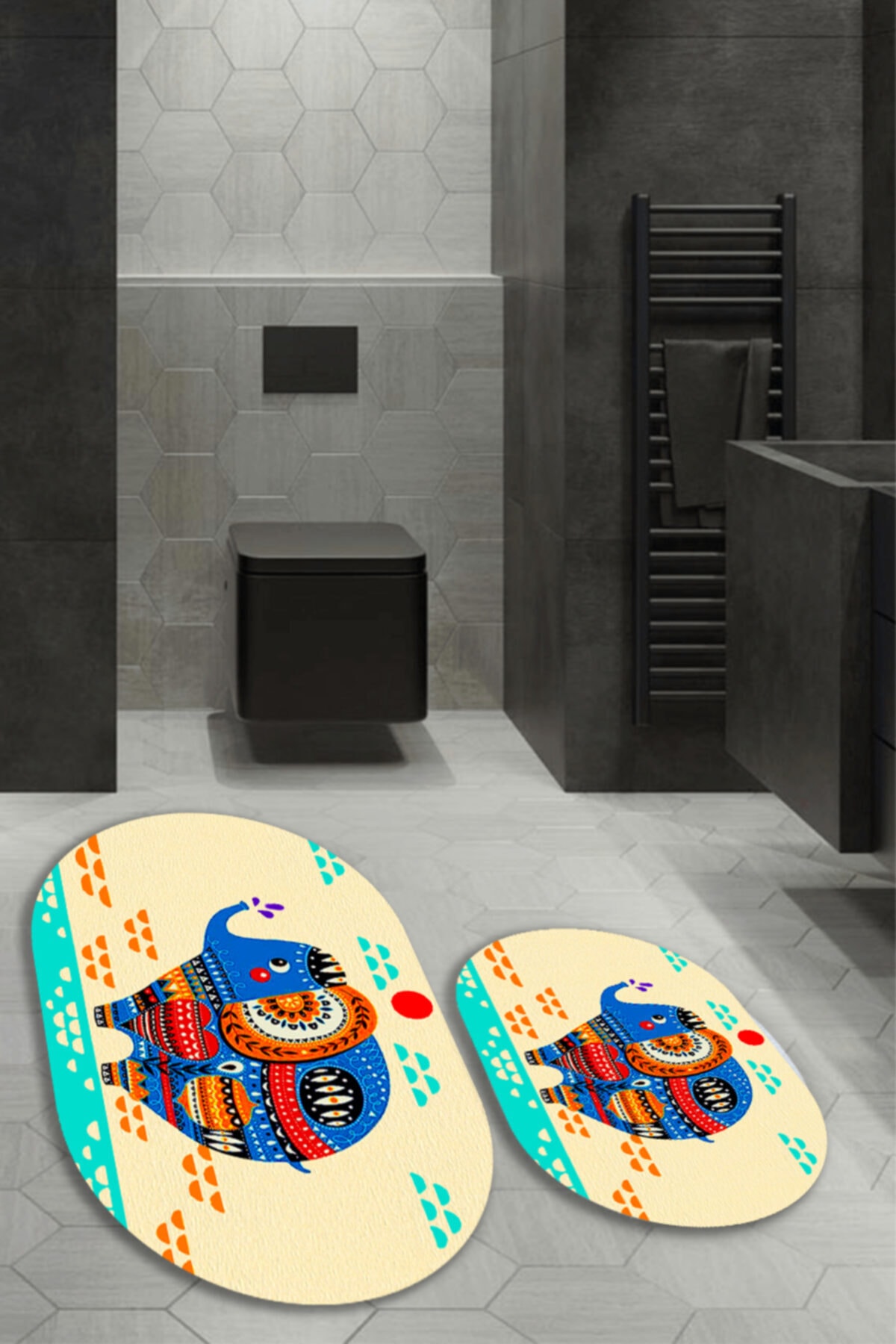 ESTA HALI Fil Desenli 2'li Banyo Halı Takımı (40x60/60x100)