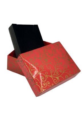 Kırmızı Zemin Altın Desenli Karton Kolye & Mini Set Kutusu 24 Lü Paket(İÇİ SÜNGERLİ) TRNDYLGK2AKI