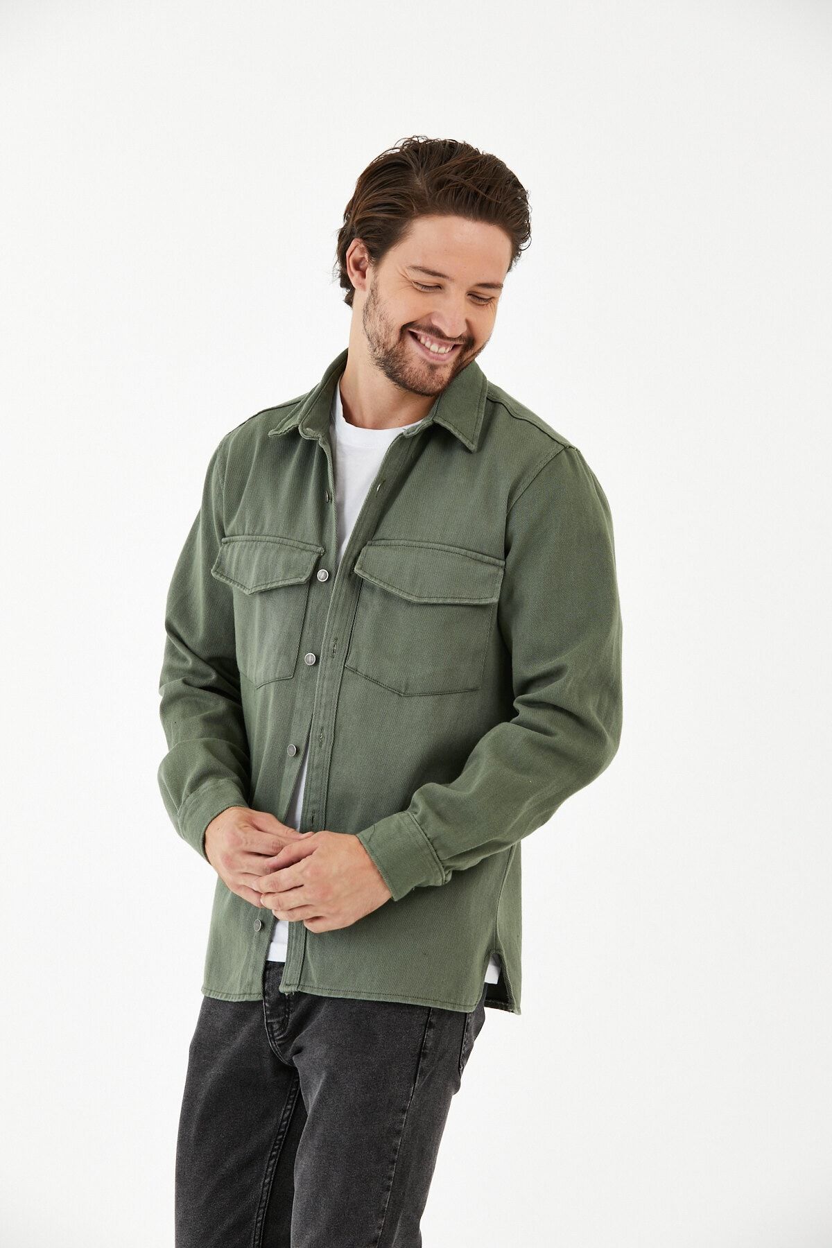 Denim shirt jacket best sale mens
