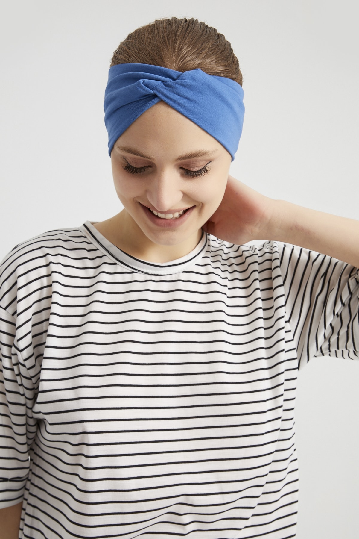 Derin Mavi, Butik Tasarım Kadın Bandana Saç Bandı, Ekstra Yumuşak, Esnek, Doğal, Pamuklu Penye 4