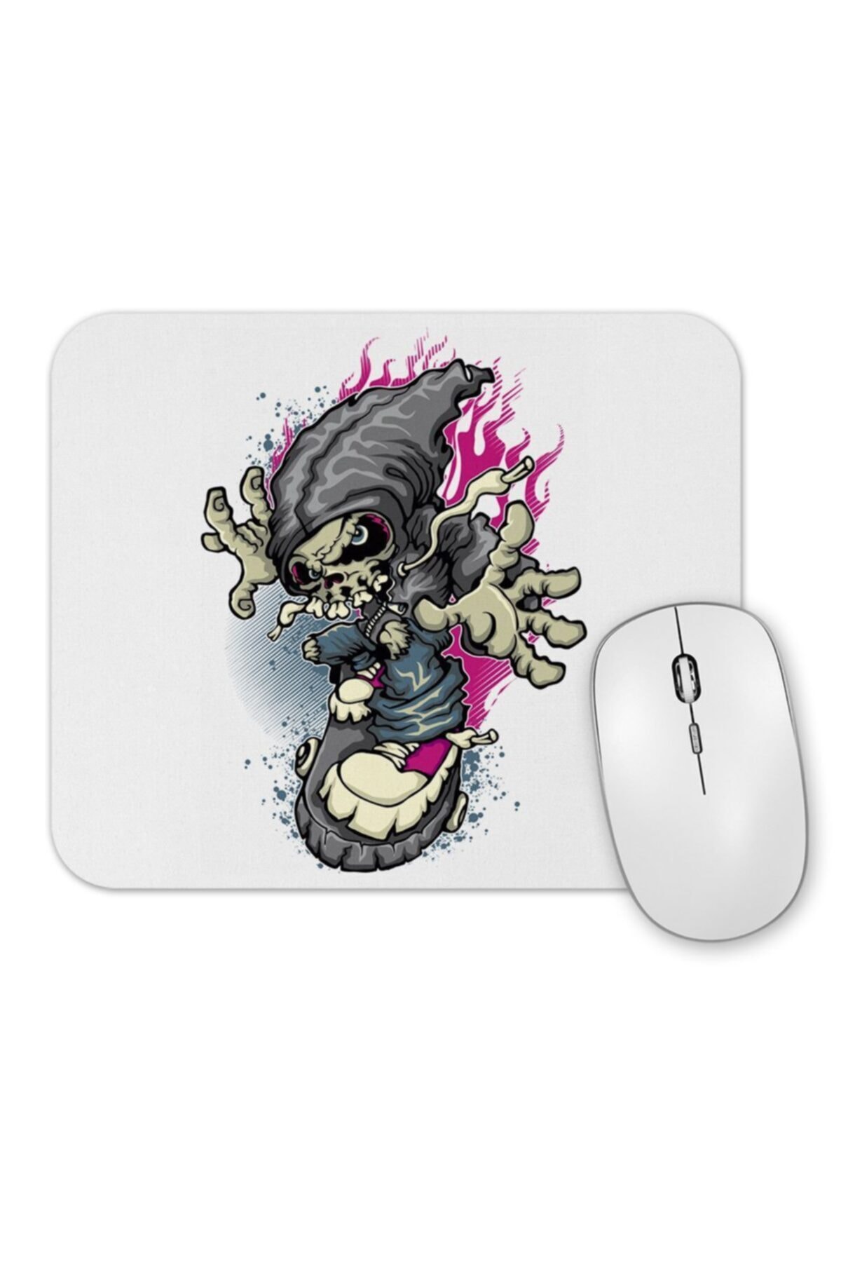 Skull On Skateboard Mouse Pad