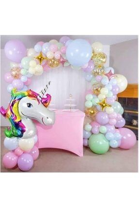 100 Cm Dev Unicorn Folyo Balon Renkli Boynuzlu At Renkli Parlak Helyum Uyumlu unicornn