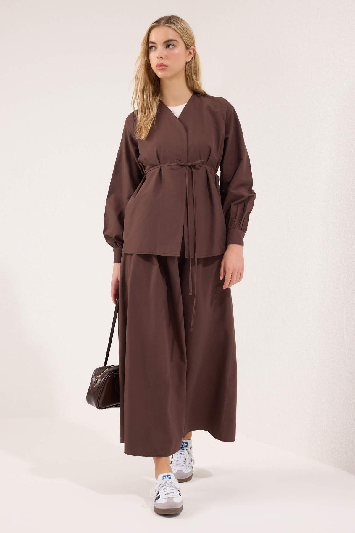 Trendyol Modest Súprava spodnej sukne z hnedej bavlny TCTSS25US00051